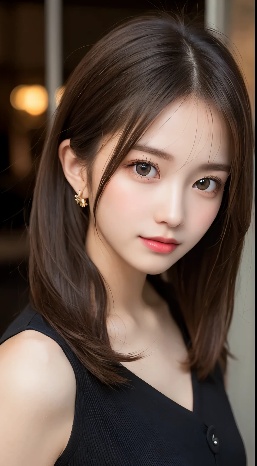 table top, highest quality, shape, Super detailed, finely, High resolution, 8k wallpaper, 完璧なダイナミックな構shape, beautiful and detailed eyes, medium hair, small breasts, natural color lip, random sexy pose,smile,20 year old girl、midnight、beautiful and detailed face、perfect and beautiful face,Big eyes、RAW photo、Expressing feminine poses with your whole body、beautiful and detailed eyes、small face、beautiful duplex、slim face and style,luxury brand mink coat(inside:black winter dress)、beautiful golden ratio face,twin ponytail hair