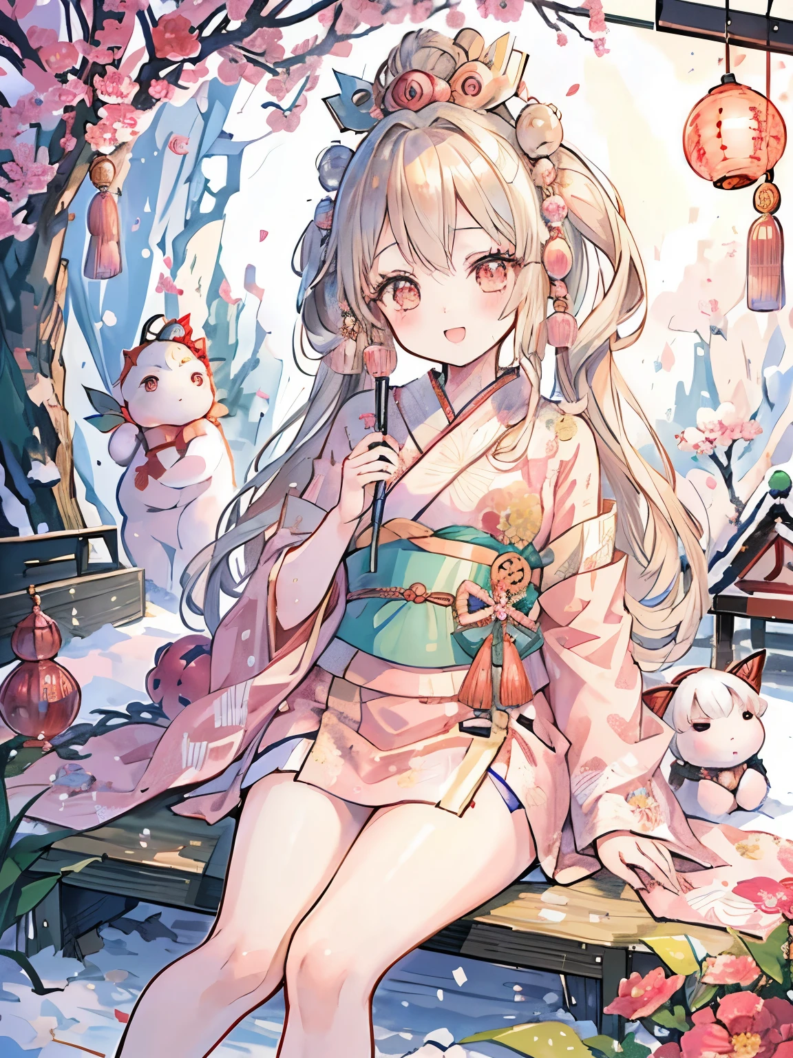 girl,(Hina doll:1.3),(🎎:1.2),(Let's turn on the light in the snow cave:1.2),(Let's give flowers peach blossoms:1.2),(Five-nin musical accompaniment flute drum:1.2),(Today is a fun Hinamatsuri:1.25)