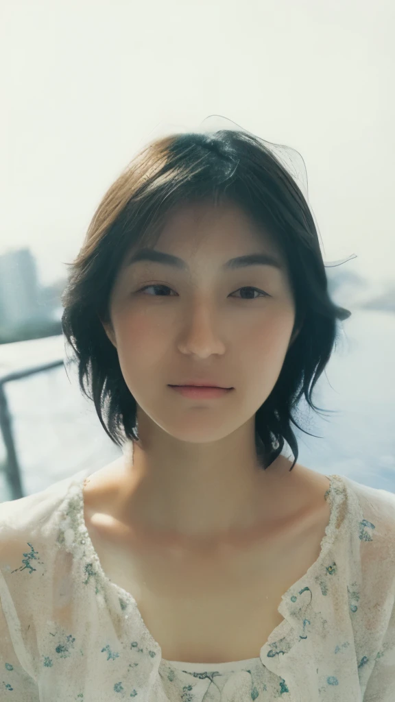 （（highest quality，8k，master piece：1.3）），woman（Bathroom），sweaty，Water droplets on the forehead of the face，exterior，Background cityscape，overhead，sharp focus：1.2，かわいいwoman：1.4，（（layered hairstyles）），（Floral Shirt），highly detailed face、skin、hair texture，結びeyeのあるブルネットの髪，wet textured hair，moist body，細かいeye， shower，白いskinの，beautiful feet， beautiful and delicate nose，Cute young Japanese woman，28 years old，dynamic angle，eyeに嬉しい，Compositional suggestibility，while emphasizing the subject&#39;s hair.，eye，mouth and movements，at the same time, A mixture of calm tones and the contrast of light and shadow、Creates a confusing mood。