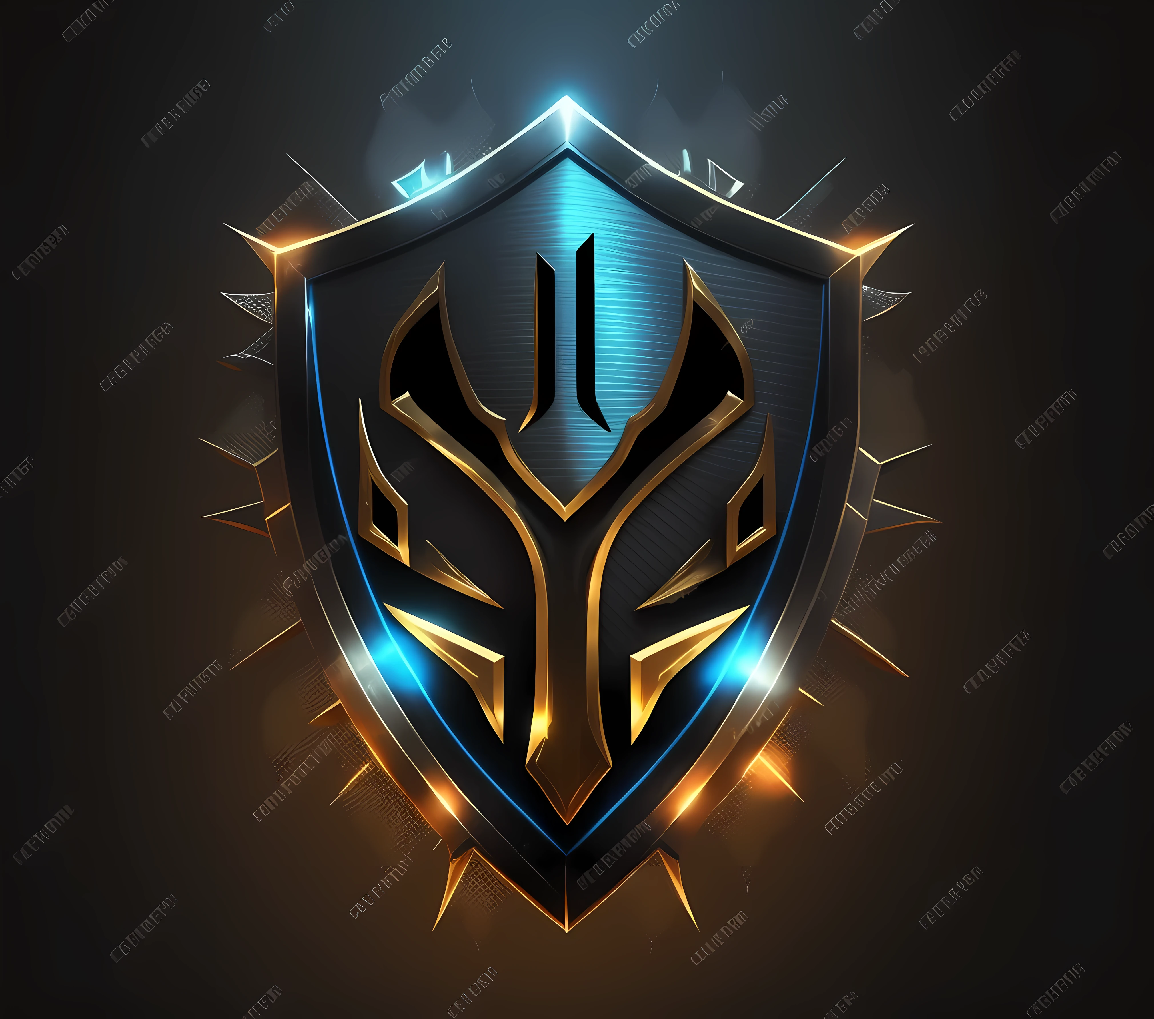 um escudo com um logotipo brilhante, escudo de fantasia, stylized game icon, projeto de escudo, logotipo do esporte, emblema do escudo, artefato jpeg de papel de parede hd de 8 k, artefato jpeg de papel de parede hd 8k, estilo de league of legends, estilo valoroso, cyber, 3D icon for mobile game, Protoss, no estilo de wold of warcraft, logo lineage 2 ncsoft, detalhe da logo bem definido no topo do escudo