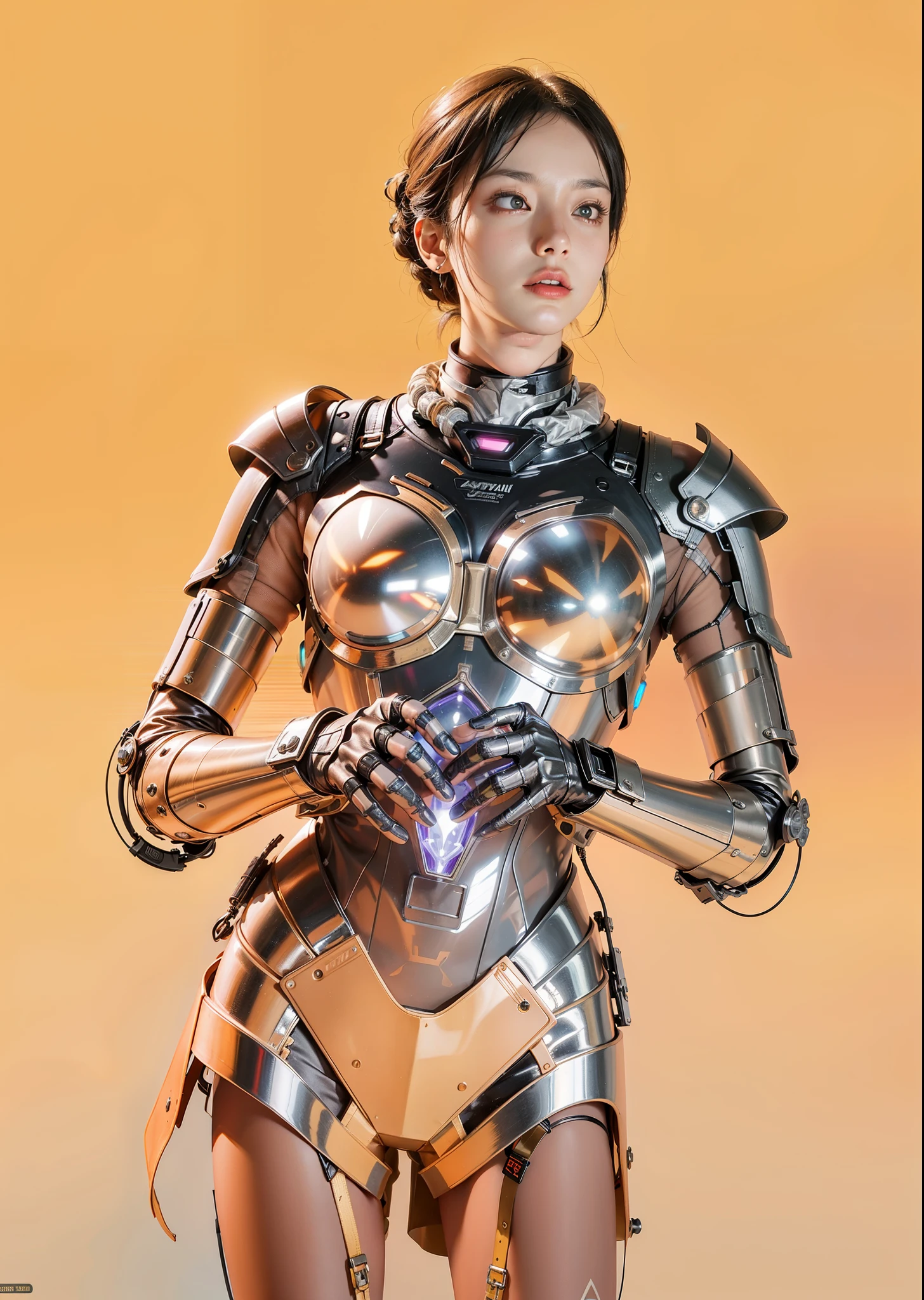 Fantasy cyberpunk world，1 Mechanical Miracle，defend world order；Samurai Mechanical Armor，Equip transparent weapons，Streamlined black and red design，Wearing a black cloak，A large portion for 1 person，Art of the highest quality，8K ultra-high resolution，dynamic lighting，as brilliant，Vibrant colors，Wearing a high-tech steel suit，Wearing a cyberpunk space helmet，Luminous mechanical protective mask，High-tech tactical clothing of the future，