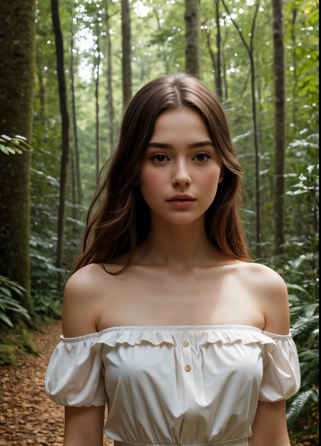 (((Realism; 8k definition capabilities; The main scene is a full view of the person's image taken from a distance with an f/1.2 wide-angle camera; realistic image; woman, normal appearance, contemporary style, blue eyes; light brunette , 38 years old, wears square glasses))); ((normal body, thin abdomen, narrow waist)), small, well-shaped eyes; thin and detailed eyebrows, (dark brown hair long hair styled in a high tied ponytail), very detailed skin texture, slight dimple on the face without makeup, small mouth with burgundy lipstick 1.4, long dress 1.6))), facial features clear)); (((photographic, photographic, photogenic))), RAW color photo of very high quality and detail, long hair styled in a tied high ponytail, double exposure, sharp lines, monochrome background, 50mm, Canon EOS R10+ effect, focus on art by @DrDB, soft lighting, depth of field effect, candid moment, genuine expressions, detailed facial features, emotional depth (radiant expression; looking at the front of the scene: 1,2), (((completely contrasted background ))) more ultra-real clothes: 1.8)), legs in front of each other: 1.4, ((exposed detail: 1.4, full focus on scene position (f/1.2)); Sunlight striking a forest; , backlit )). full-length woman, calm appearance, bohemian style, blue eyes;