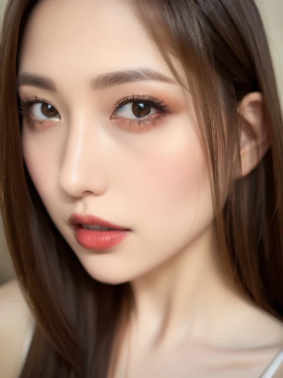 (realistic、masterpiece、Best Quality、8K、highres、high resolution:1.3)、1 girl、Gigantic breasts、white bikini、looking at viewers、super fine face and eyes、long hair、 upper body、