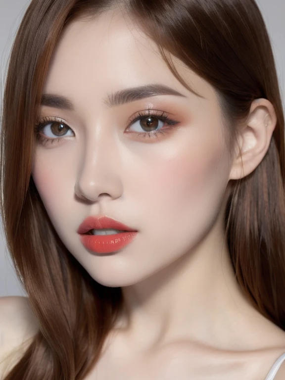 (realistic、masterpiece、Best Quality、8K、highres、high resolution:1.3)、1 girl、Gigantic breasts、white bikini、looking at viewers、super fine face and eyes、long hair、 upper body、