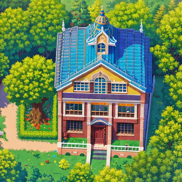 pixel art,1 building, masterpiece, best quality