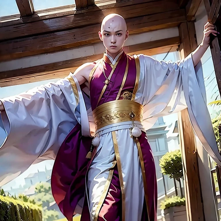 (masterpiece, best quality:1.2), 1boy, solo,Chinese monk,bald