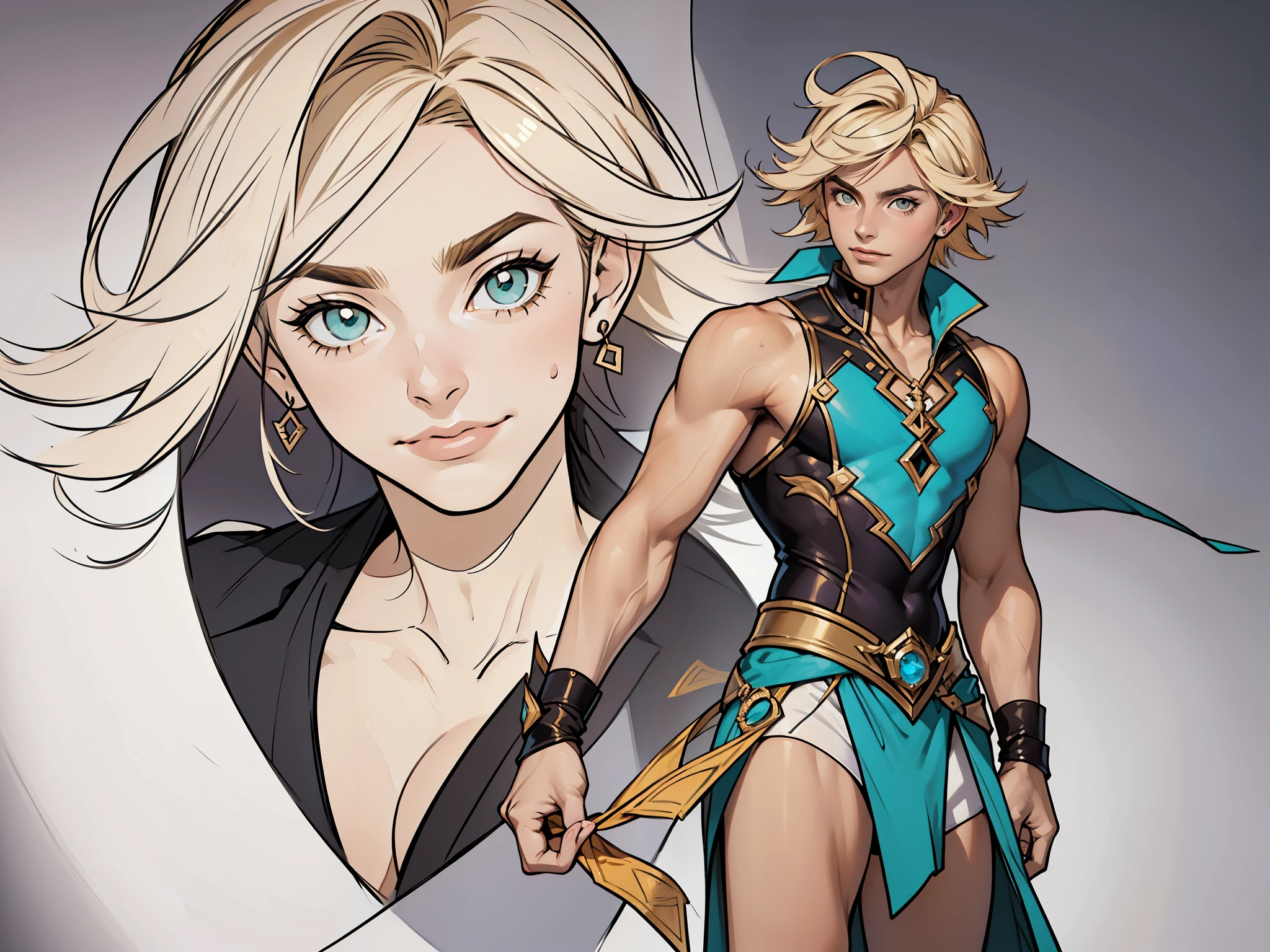 (obra de arte, maximum quality, melhor qualidade, arte oficial, beautiful and aesthetic:1.2), (1 garota:1.4), extremamente detalhado, ezreal, sexy, corpo todo, pose sexy, quase nu