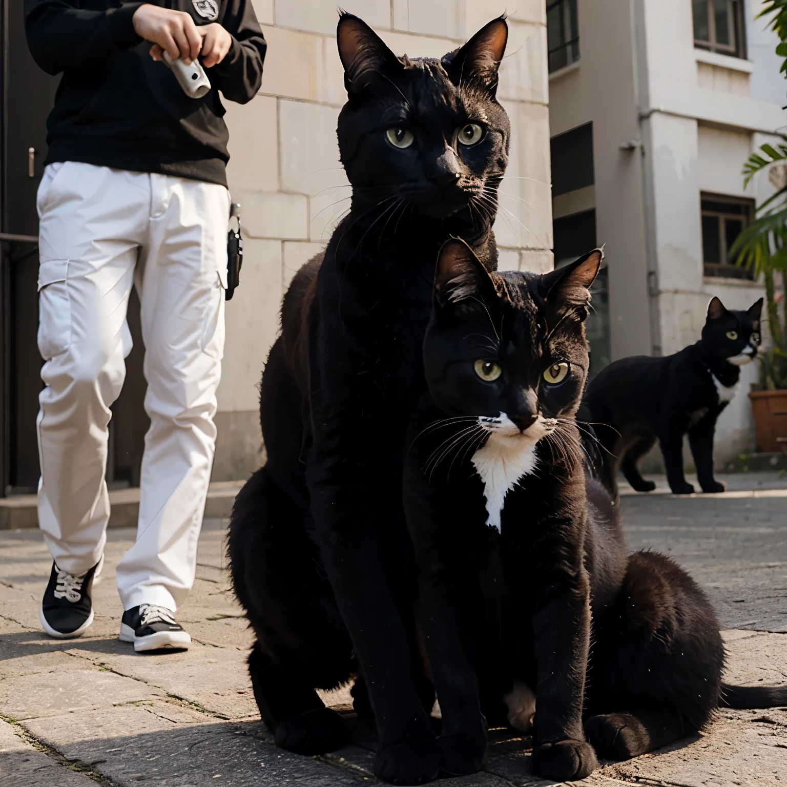 spy cats, Agentes humanos de sobretudo ao fundo