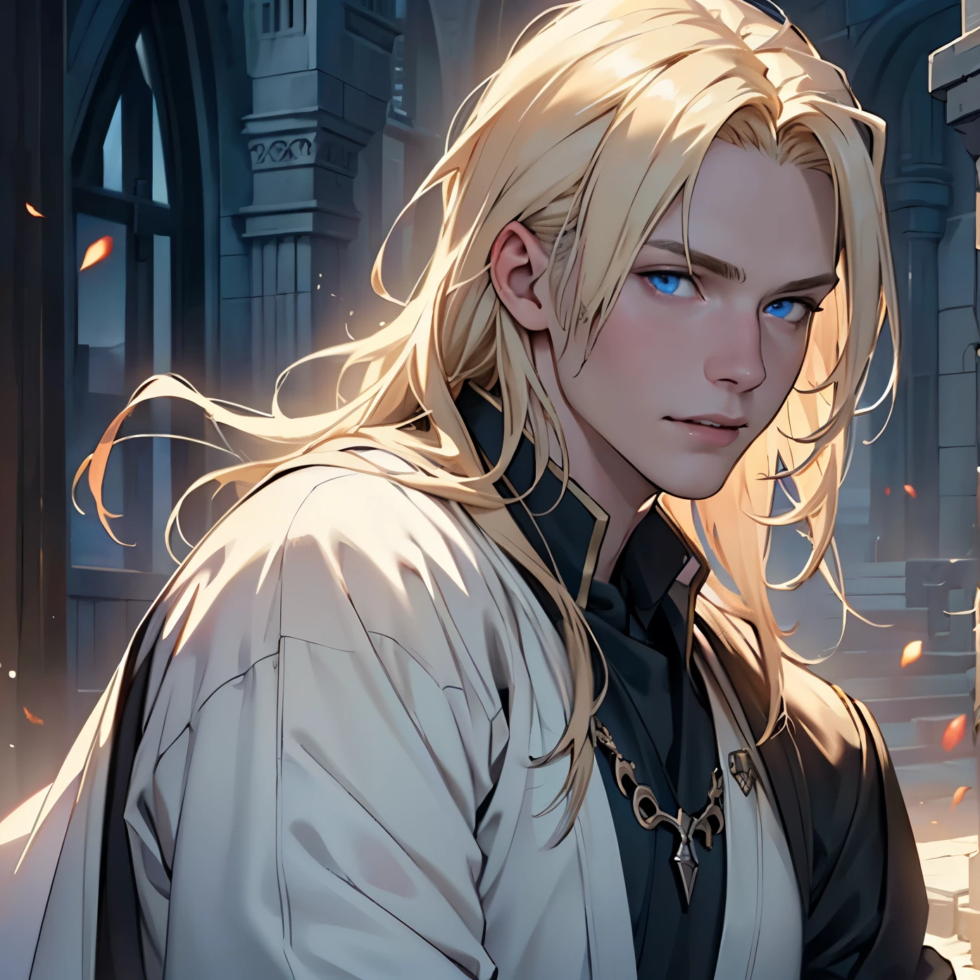 Anime - style image of a blonde haired man with blue eyes - SeaArt AI