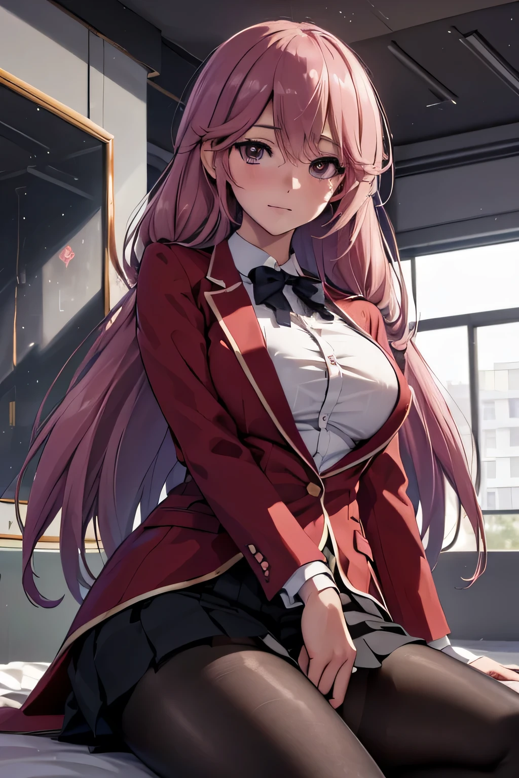 ((8K)), ((chef-d&#39;artwork)), airi sakura, ((portrait)), ((gros seins)), (jambes grasse), (collants noir), (quality of&#39;very high image), (Uniforme scolaire), lunette, (salle de classe:1.4), (finely detailed eyes and detailed face:1.3), (extremely fine and beautiful:1.1), (perfect details:1.1),