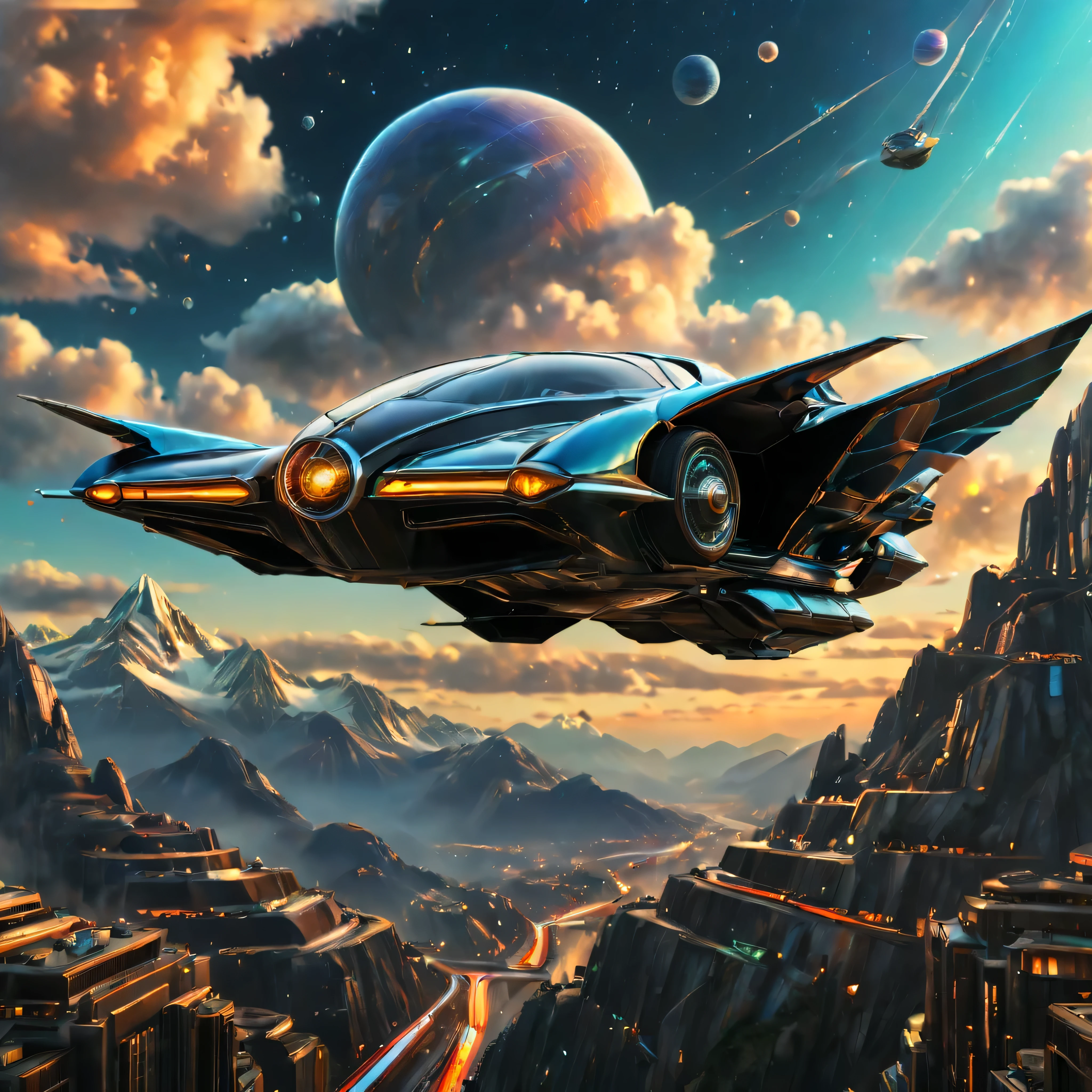 art deco style flying car, art deco style science fiction, background is vast mountain

(best quality,4k,8k,highres,masterpiece:1.2),ultra-detailed,(realistic,photorealistic,photo-realistic:1.37),HDR,UHD,studio lighting,ultra-fine painting,sharp focus,physically-based rendering,extreme detail description,professional,vivid colors,bokeh.