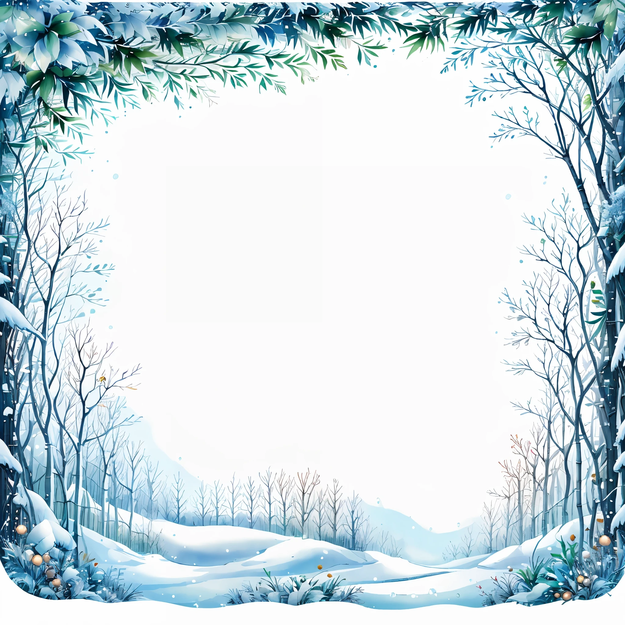 Winter Frame,bamboo,bamboo forest,bare tree,berry,bone,branch,cactus,closed eyes,coconut,coral,dandelion,feathers,fireworks,flower,flower pot,grapes,grass,in tree,ivy,jungle,leaf,leaf background,lily \(flower\),lily of the valley,monochrome,morning glory,nature,no humans,palm leaf,palm tree,pine tree,plant,potted plant,snow,snowflakes,snowman,solo,spider,spider lily,spot color,tanabata,tanzaku,tree,vines,watering can,wheat,white background,white theme,wings,winter,wisteria,blank middle