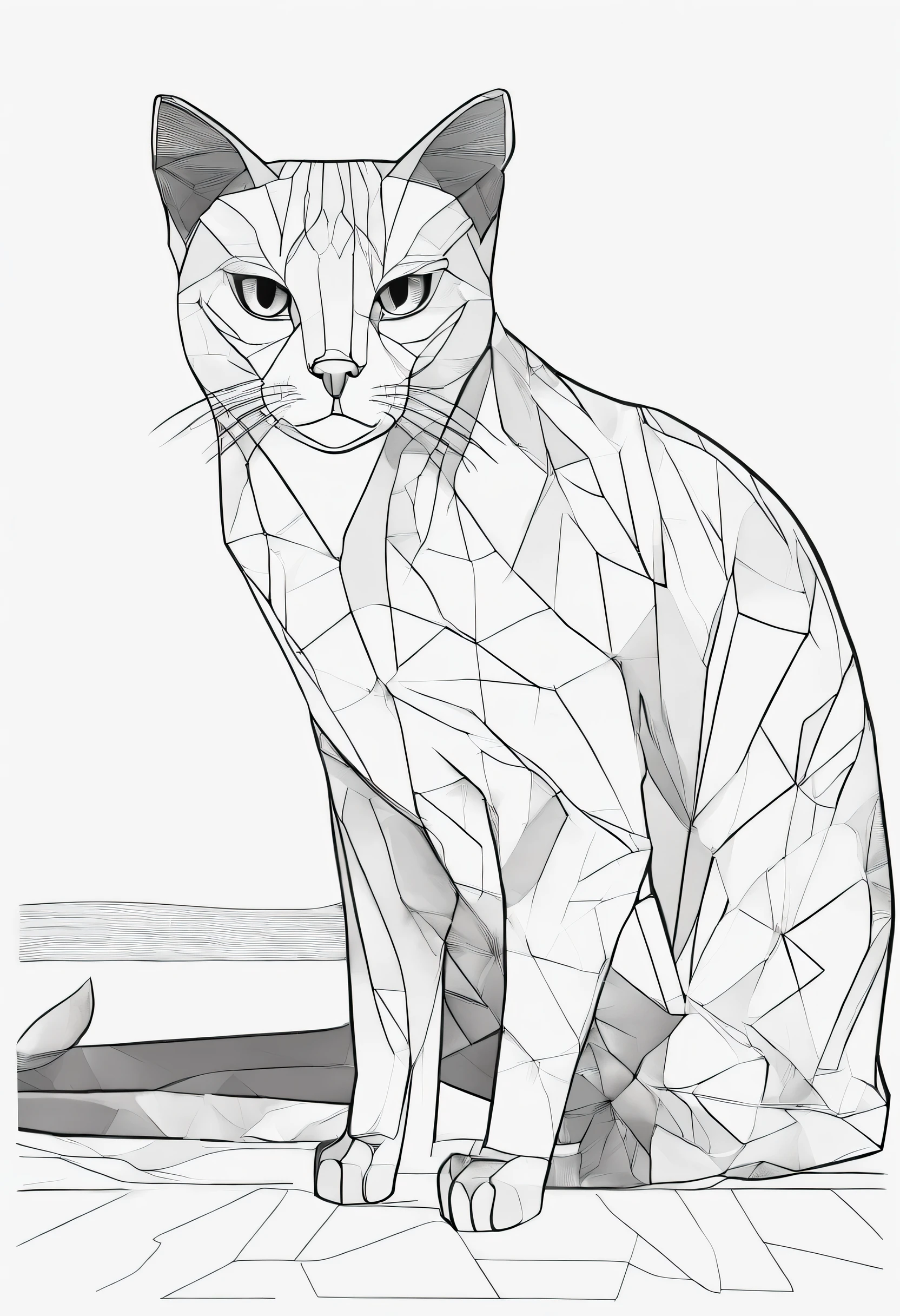 Create a stress-free coloring page with the graceful Burmese cat breed. O estilo deve ser cartunesco, with thick lines for easy coloring and no pre-existing colors. Illustrate Burmese cat in a relaxed and contented pose, destacando seu corpo elegante e musculoso, olhos expressivos, e pelagem brilhante.

Cerque o gato com um fundo simples, utilizing a completely white background to allow children to focus on the coloring experience. Add subtle elements that reflect the Burmese cat&#39;s affectionate and sociable nature, como um cobertor aconchegante ou um brinquedo favorito.

Make sure there is ample space for kids to get creative while coloring the Burmese cat with their favorite colors.. This coloring page aims to provide a calming and fun activity, offering young artists a stress-free opportunity to bring the graceful Burmese cat to life.