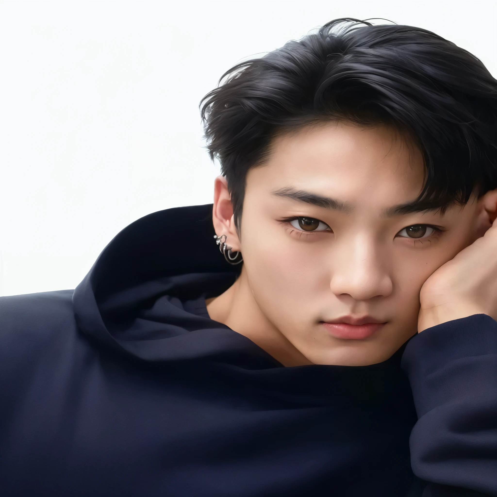 Asian man with a black hood resting on his head, Jungkook, hyung jungkook, Jeon jungkook, jungkook , jungkook hyung, homem sul-coreano, handsome and androgynous prince, jungkook\fleshy lips, garoto bonito jungkook, olhos fofos