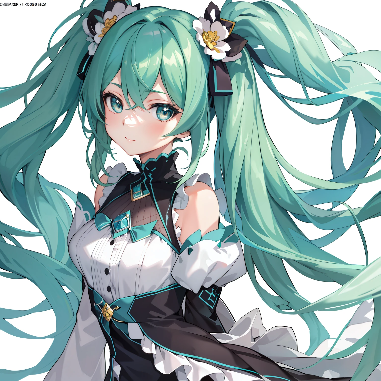 (Recommended results: masterpiece, best quality)

Admire the enchanting portrait of Hatsune Miku, (masterpiece, best quality, best quality, official art), showcasing her beautiful and intricately designed features. (1 girl: 1.3)

Her slender figure is accentuated by the flowy, puffy sleeves of her Phoenix dress, which cascades down her body. (Detailed background)

Resting her elongated ears adorned with panda patterns on her shoulder, she tilts her head back, revealing her vivid, expressive eyes. (Many colors: 1.4)

Gently straightening her