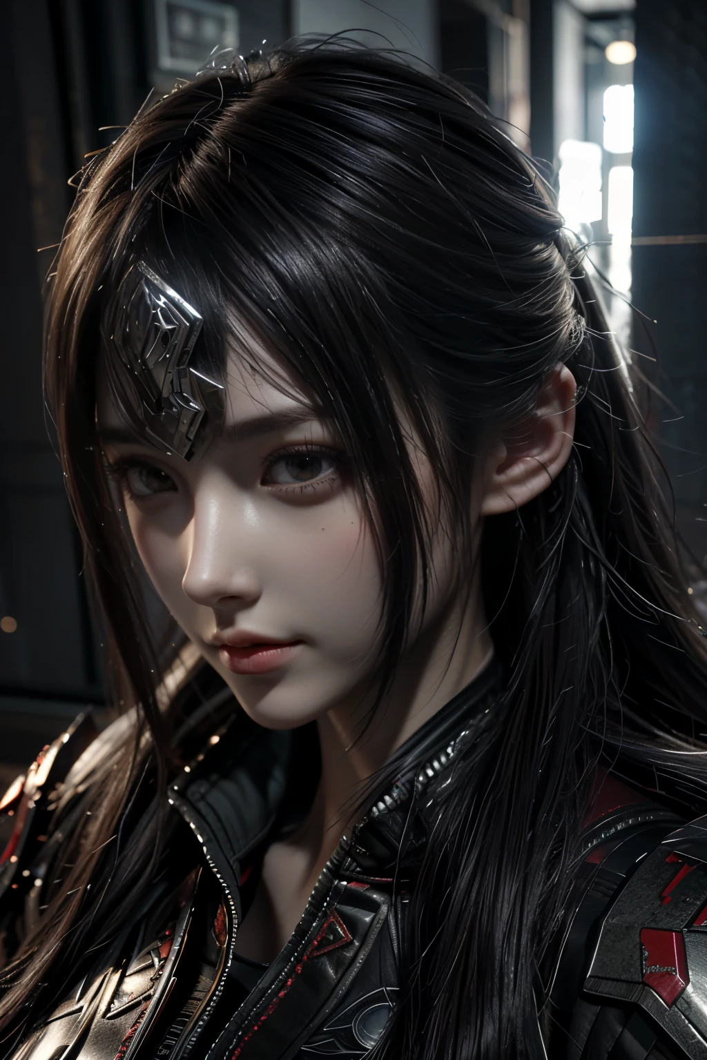 Game art,The best picture quality,Highest resolution,8K,(A bust photograph),(Portrait:1.5),(Head close-up),(Rule of thirds),Unreal Engine 5 rendering works, (The Girl of the Future),(Female Warrior),
20岁少女,An eye rich in detail,(Big breasts),优雅高贵,冷漠,勇敢的,
(Future style combat suit combining the characteristics of ancient armor,Ancient runes of light,Combat accessories with rich details,Metallic luster),Future police,赛博朋克人物,
拍照姿势,简单背景,Movie lights,Ray tracing,Game CG,((3D Unreal Engine)),oc渲染反射纹