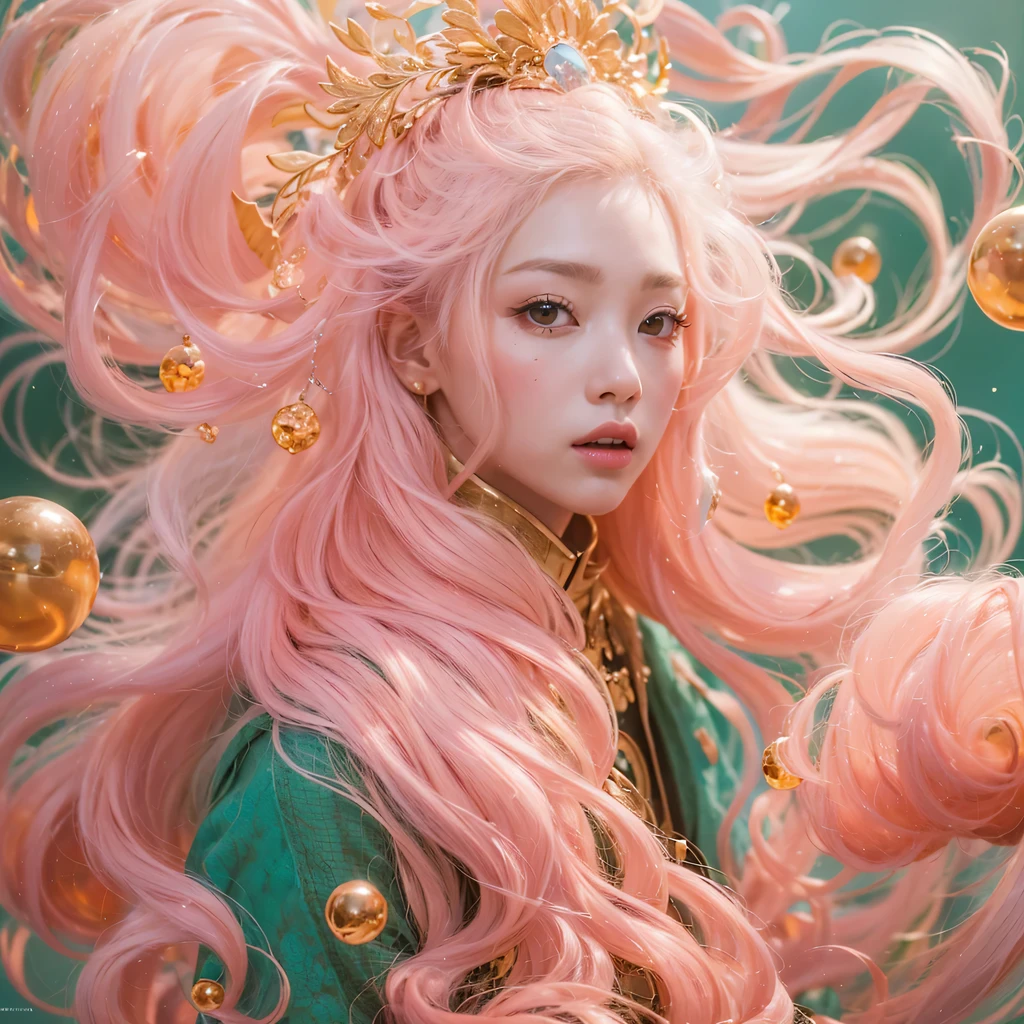 Peach Velvet Series,Peach-colored flull颜色,enamel,agate,A flesh-colored world,Blood Blue Maiden 32k(masterpiece,HD,Aoyama Pond,Ultra high quality,32k)Bright pink long flowing hair,blood pool,Ziddink, a color,Grumpy (After greeting), (Linen scarf), fighting stance, looking at the ground, light pink long hair, Floating bright blue, Fire cloud gold headdress, Chinese long-sleeved gold silk burgundy garment, (Abstract metaverse splash:1.2), White background,Peony flower vitality protector(realistically:1.4),Peach-colored flull,Smoke on the road,The background is very pure, high resolution, detail, RAW photos, Sharp Re, Nikon D850 film photo by Jefferies Lee 4 Kodak Portra 400 camera F1.6 guns, colorful, Ultra-realistic and vivid textures, dramatic lighting, Unreal Engine Art Station Trend, Sinest 800,Long flowing girl peach hair,Huge colorful bubbles light pink