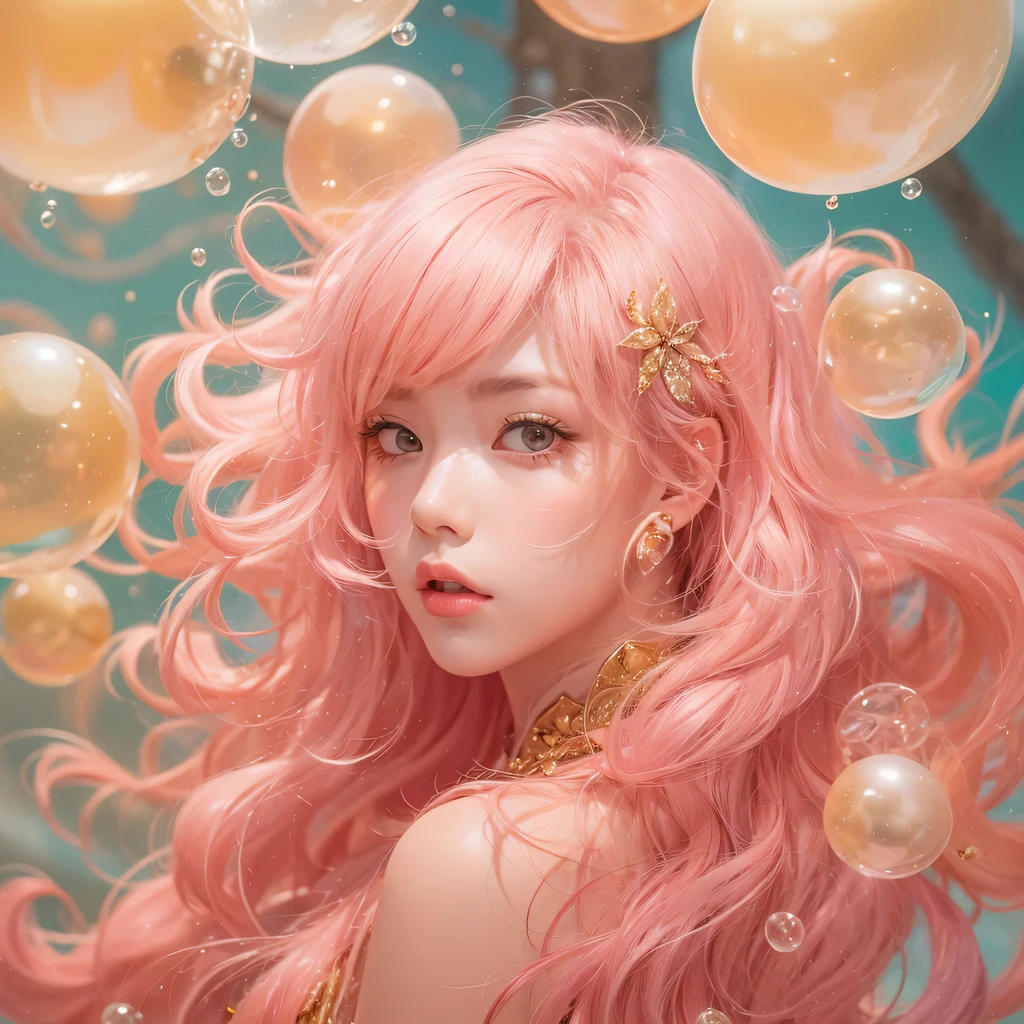 Peach Velvet Series,Peach-colored flull颜色,enamel,agate,A flesh-colored world,Blood Blue Maiden 32k(masterpiece,HD,Aoyama Pond,Ultra high quality,32k)Bright pink long flowing hair,blood pool,Ziddink, a color,Grumpy (After greeting), (Linen scarf), fighting stance, looking at the ground, light pink long hair, Floating bright blue, Fire cloud gold headdress, Chinese long-sleeved gold silk burgundy garment, (Abstract metaverse splash:1.2), White background,Peony flower vitality protector(realistically:1.4),Peach-colored flull,Smoke on the road,The background is very pure, high resolution, detail, RAW photos, Sharp Re, Nikon D850 film photo by Jefferies Lee 4 Kodak Portra 400 camera F1.6 guns, colorful, Ultra-realistic and vivid textures, dramatic lighting, Unreal Engine Art Station Trend, Sinest 800,Long flowing girl peach hair,Huge colorful bubbles light pink