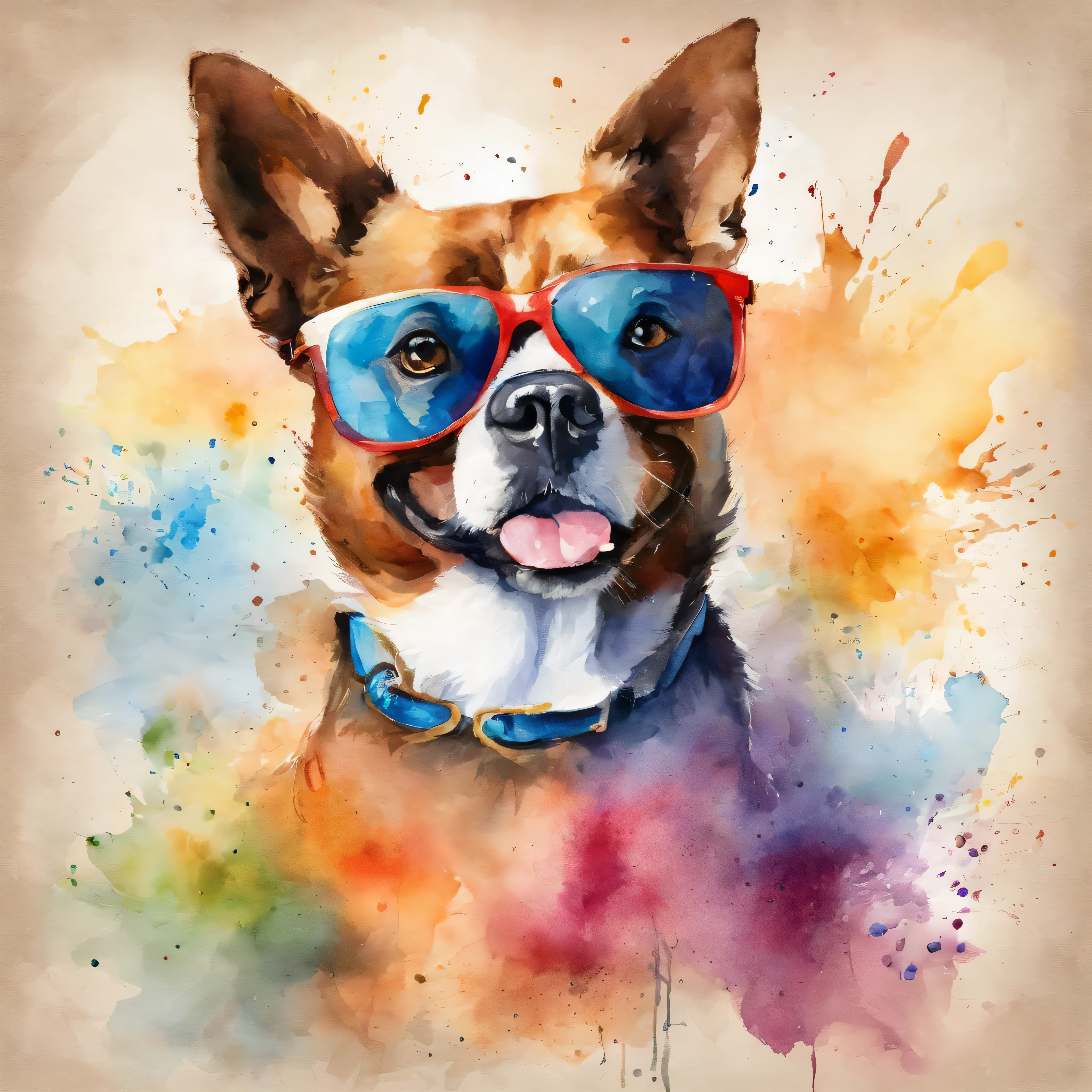 Dog wearing glasses