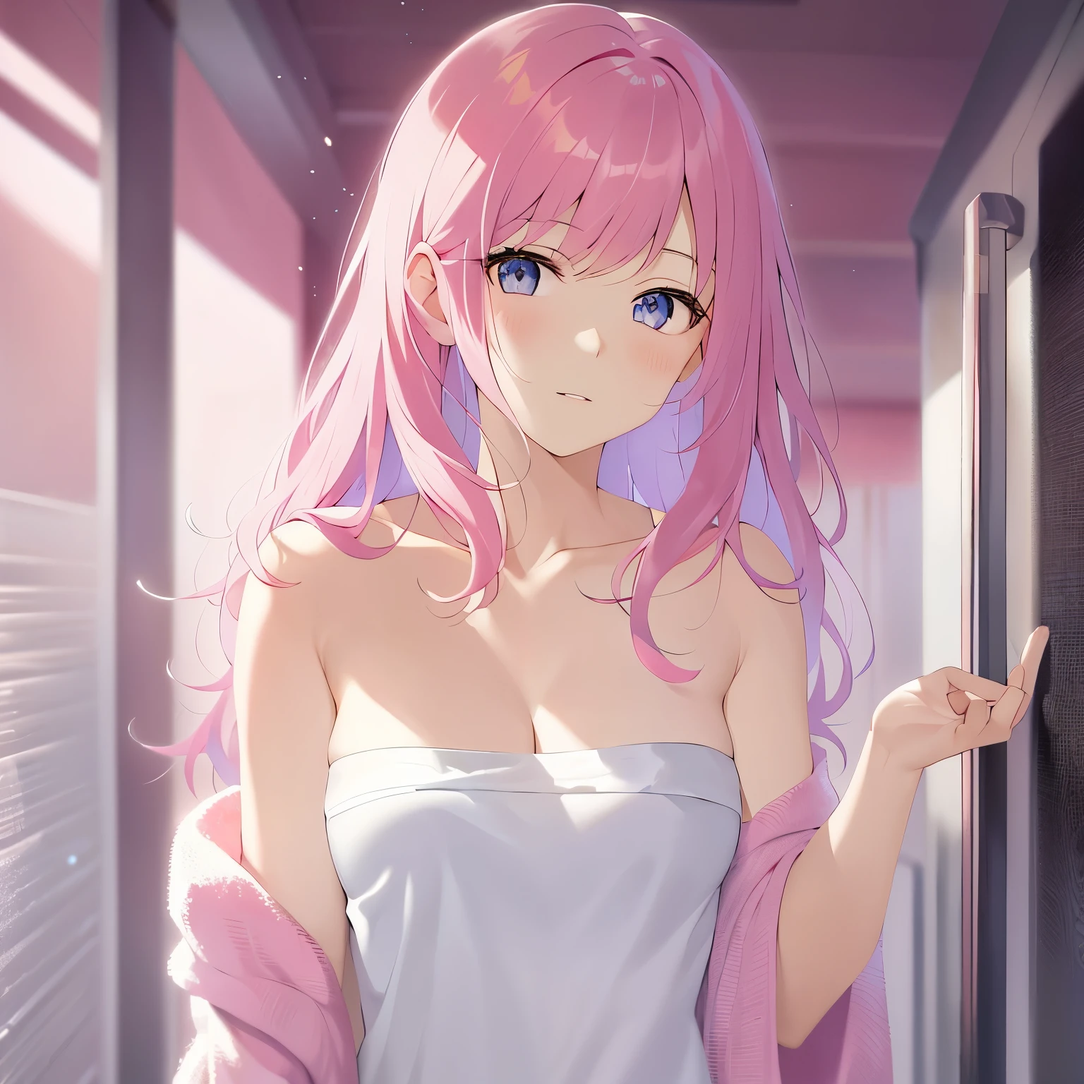 hair is pink、Eyes pink