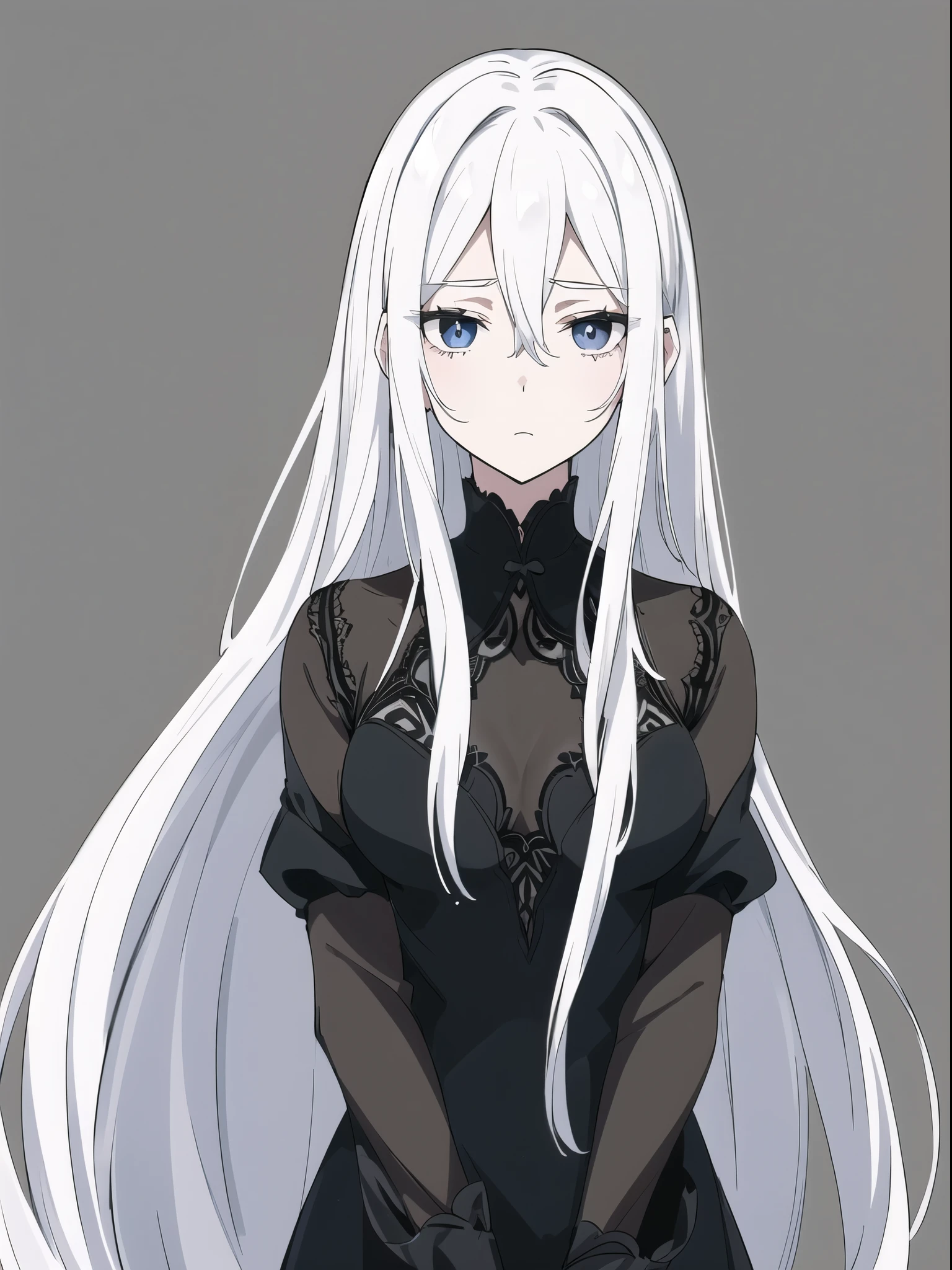 ((White hair)),((Head and Shoulders Image)),Sexy,A person,Alone,Simple style,pancake ,Simple details,Black background,Empty background,Black background wall,(20 year old woman),(Droopy hair),(White Gloves),(Evening Gown),(Lace Shirt),Lace,(confidence)
