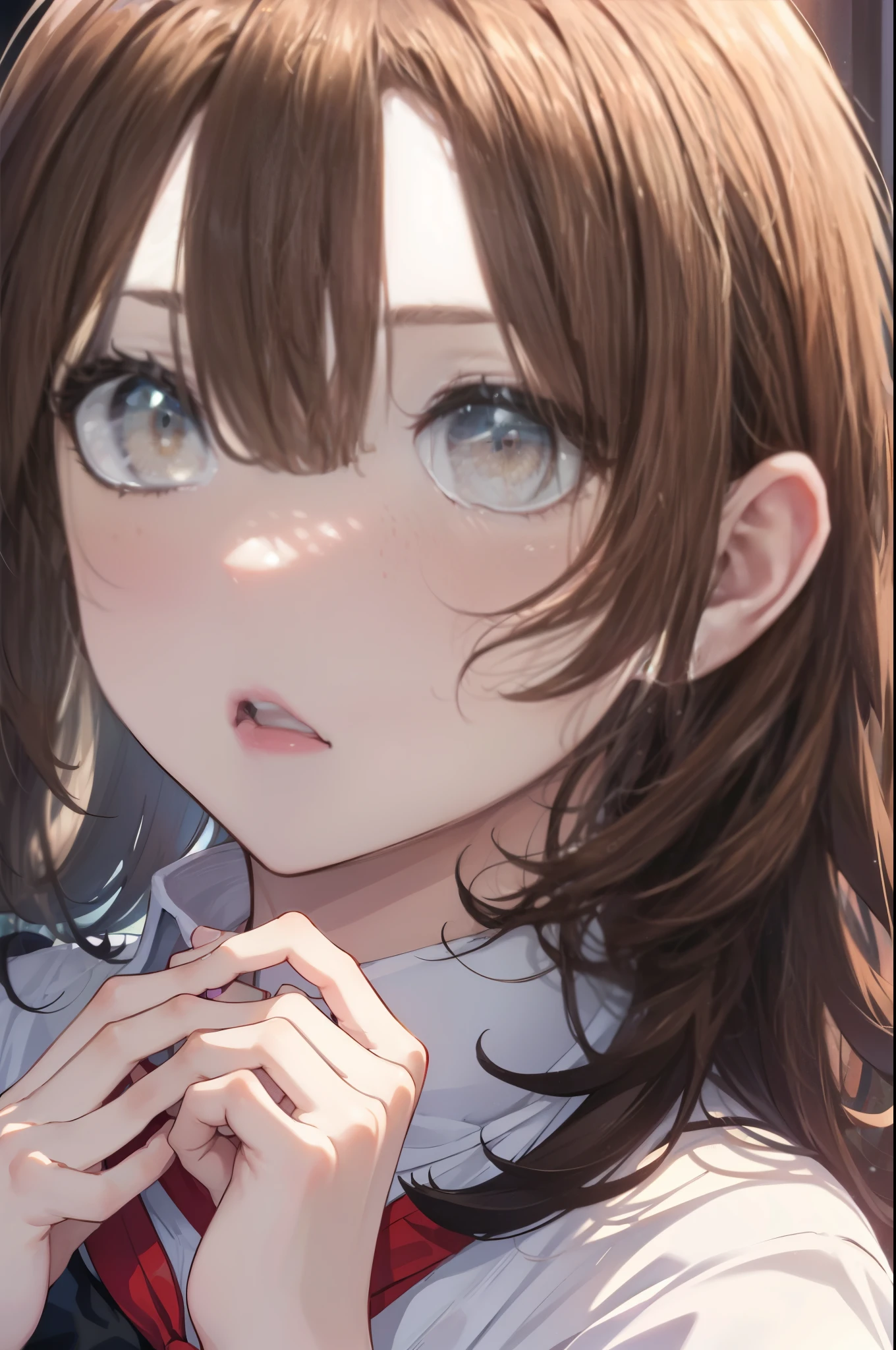 irohaisshiki, Isshiki Iroha, long hair, brown hair, (brown eyes:1.5), open your mouth wide, closed one eye,raise one hand,yawning,Sitting on the bed,whole body,Upper body,
break indoors, Bedroom,
break (masterpiece:1.2), highest quality, High resolution, unity 8k wallpaper, (shape:0.8), (beautiful and detailed eyes:1.6), highly detailed face, perfect lighting, Very detailed CG, (perfect hands, perfect anatomy),