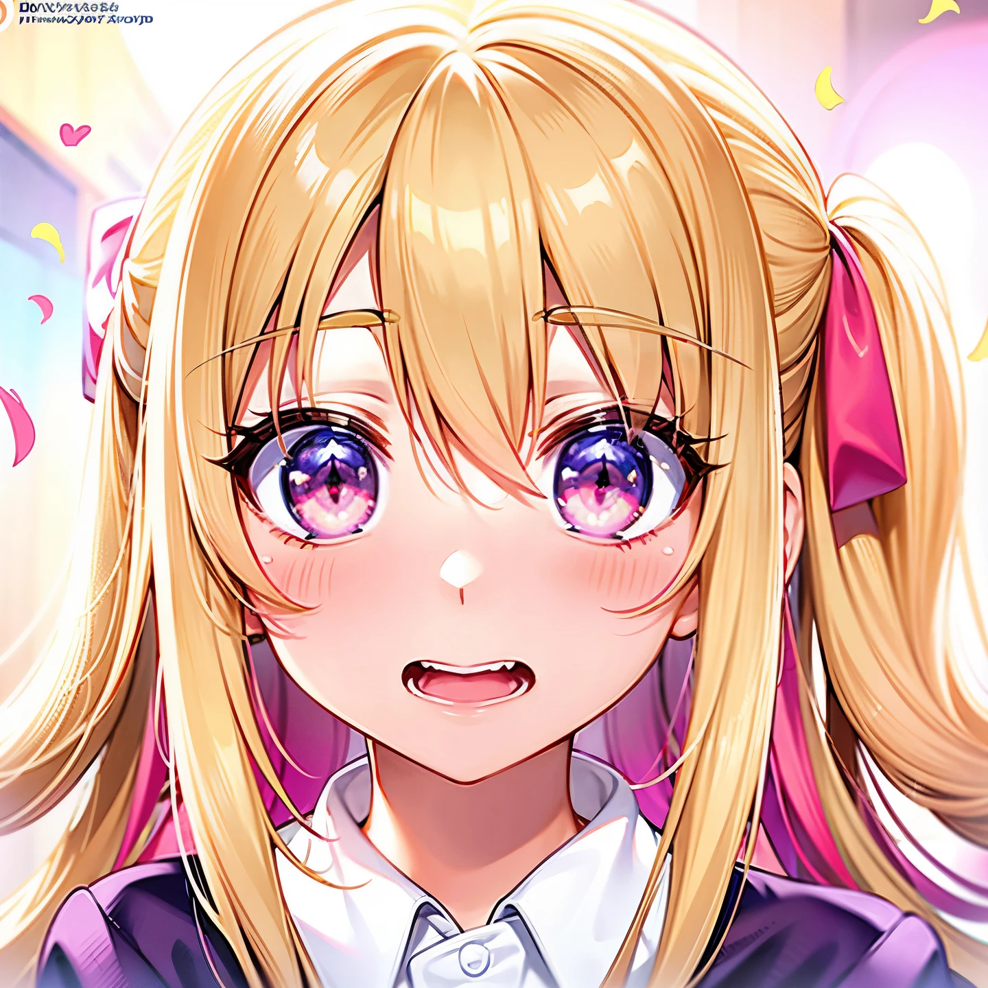 anime girl with long blonde hair and pink eyes staring at the camera, anime best girl, anime visual of a cute girl, anime girl named lucy, extremely cute anime girl face, kinmoza!, anime hi-fructose, yami kawaii, cute anime face, anime moe artstyle, nagatoro, perfect anime face, rei hiroe, in an anime