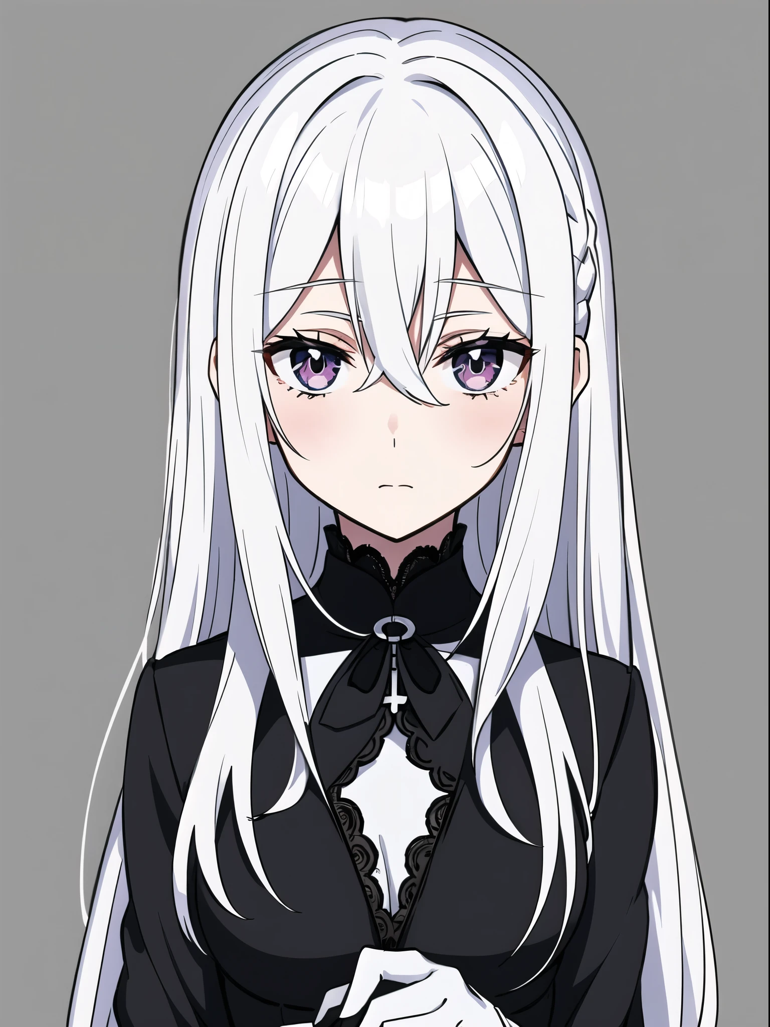 ((White hair)),((Head and Shoulders Image)),Sexy,A person,Alone,Simple style,pancake ,Simple details,Black background,Empty background,Black background wall,(20 year old woman),(Droopy hair),(White Gloves),(Evening Gown),(Lace Shirt),Lace,(confidence)