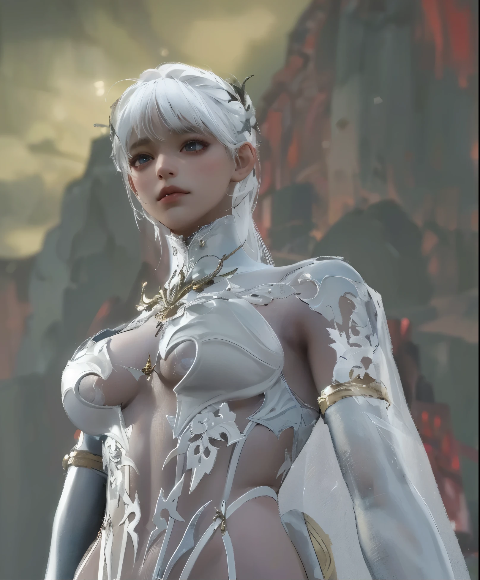 (극도의 디테일 CG Unity 8K 벽지, 걸작, 최상의 품질), (절묘한 조명과 그림자, 매우 극적인 사진, 영화 렌즈 효과), 모조 동물 귀, 매우 긴 머리카락, fantasy art, photo realistic, dynamic lighting, artstation, poster, volumetric lighting, very detailed faces, 4 k, 깊은 그림자, longeyelashes, light smile, white hair, glowing eyes, black eyes, makeup, determined, long hair, Verism, anime style, chiaroscuro, cinematic lighting, sparkle, stereogram, projected inset, Cubism, depth of field, UHD, retina, masterpiece, ccurate, anatomically correct, textured skin, super detail, high details, high quality, best quality, highres, 8k,