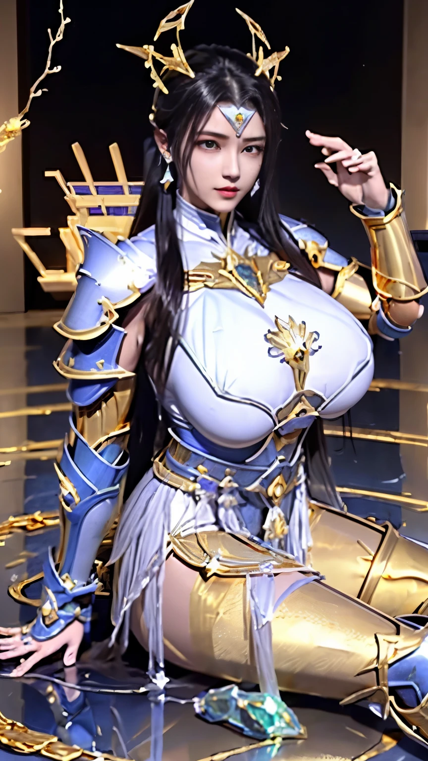 A perfectly realistic cyberpunk style Capricorn Saint Seiya, (Saint Seiya) (golden armor: 2), Metallic (Mech textures) (golden texture: 1.5) (leg: 2) on belly, 抬leg, recline (open air) (buttocks) for the audience (Off the shoulder style) (拥有无数的超级Big gemstone) (super large gem period: 2), crazy details (Water flows through the body: 1.5) whole body, , (Kick: 2), aristocratic detail, full of grass, full length, Full frame, epic poses, (Gorgeous jewelry) yellow hair (necklace and earring) period, (put + Big gemstone), large diamonds, Kaneko, ruby), Fall, By the bathtub, unrealistic engine style, detail, surreal, boca effect, Shot in the style of David LaChapelle, Bioluminescence palette: lilac, light pink, Bright white, wide angle, Ultra-fine, movie still life, Energetic, wlop sum sakimichan, art jem style, Lower chest, perfect eyes, Highest image quality 16K, Inspired by Harry Winston, Shot with Canon EOS R 6, 杰作huge breasts，show breasts，show breasts，exposing her breasts，，exposing her breasts、show breasts，huge ，huge breasts，show breasts，show breasts，exposing her breasts，，exposing her breasts、show breasts，huge ，huge breasts，show breasts，show breasts，exposing her breasts，