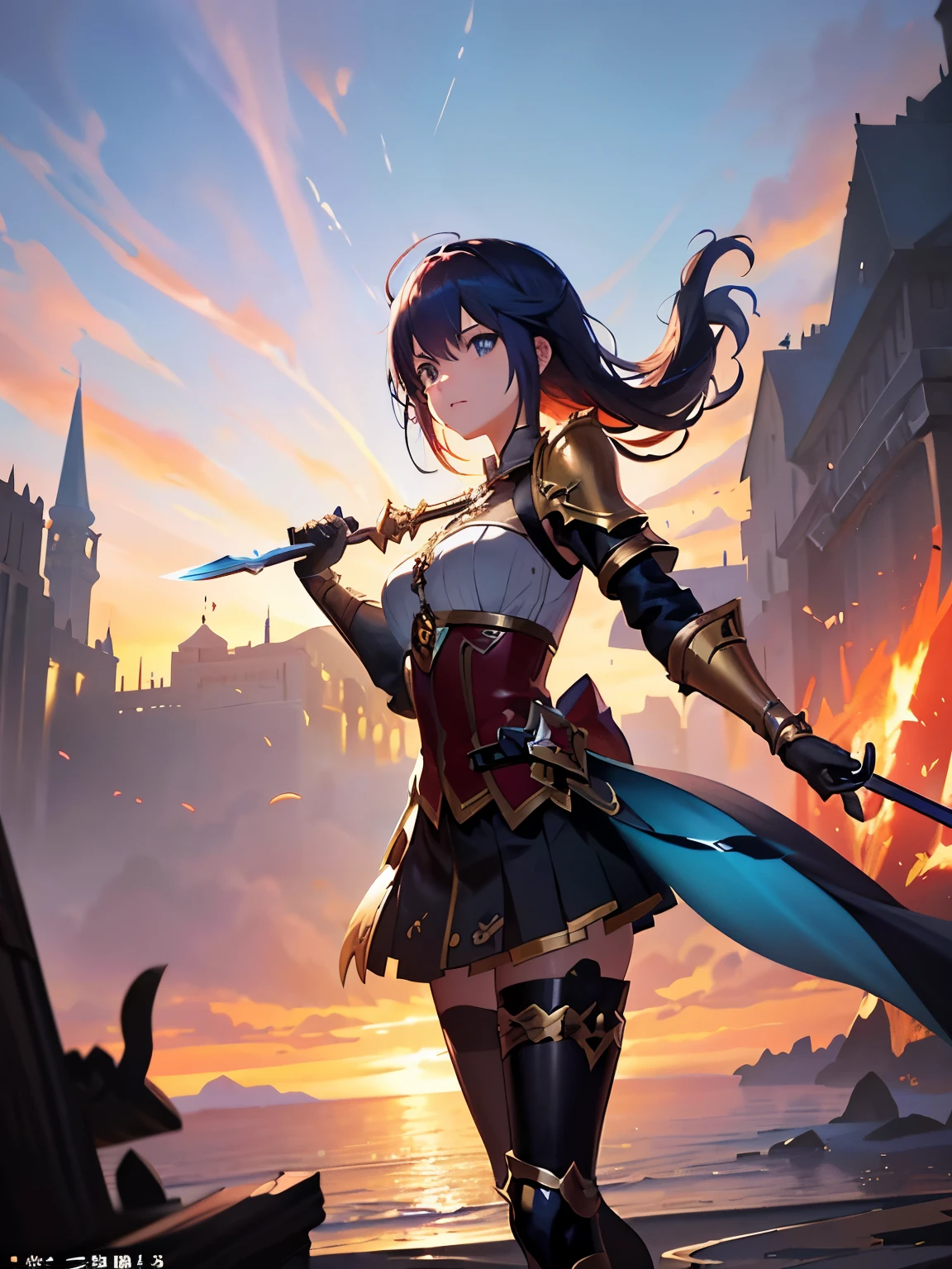 a close up of a person holding a sword on a stage, shadowverse style, anime fantasy artwork, 2. 5 d cgi anime fantasy artwork, anime epic artwork, anime fantasy illustration, shadowverse, cushart krenz key art feminine, beautiful fantasy anime, league of legend illustration, magical fantasy 2 d concept art, league of legends concept art, fantasy game art