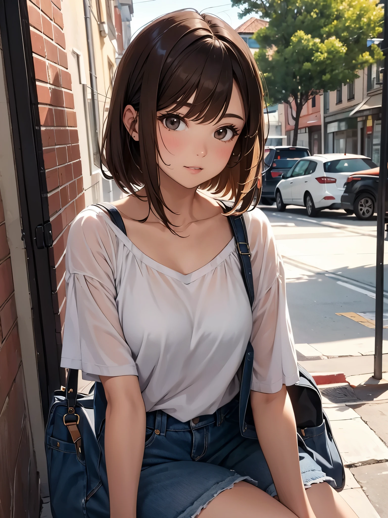 A mature girl, brown hair