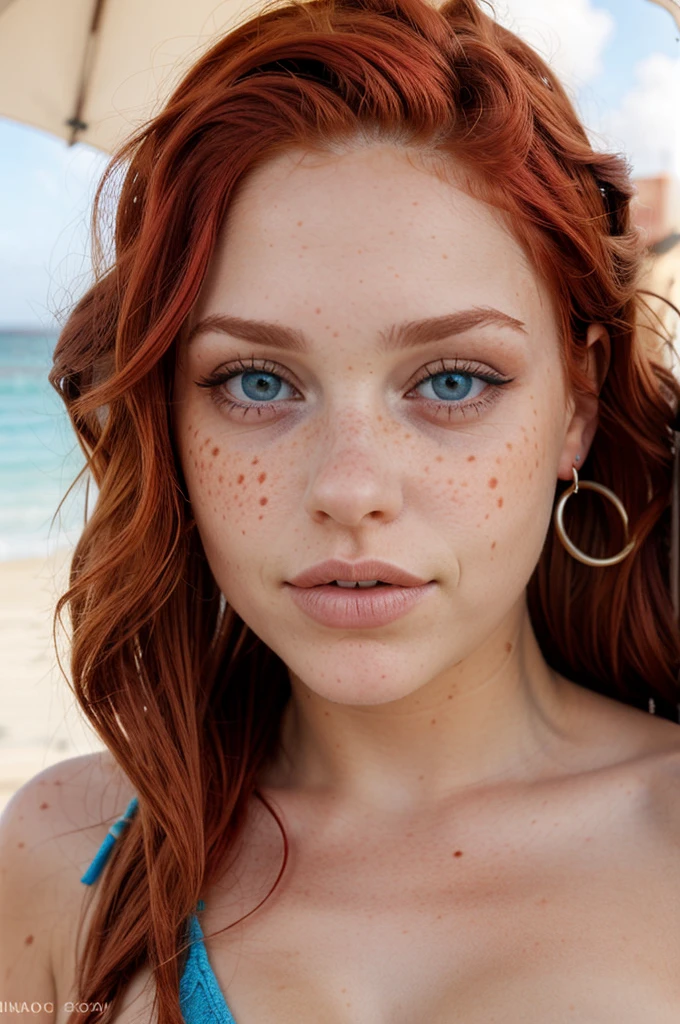 (Selfie), (ASS), (POV), (face down), (lying on the towel), (towel), (redhead), (blue eyes), (sexy lips), (trenzas), (sweet face), (nude), (topless), (open legs), (beach), (wet skin), (raindrops), (shore)