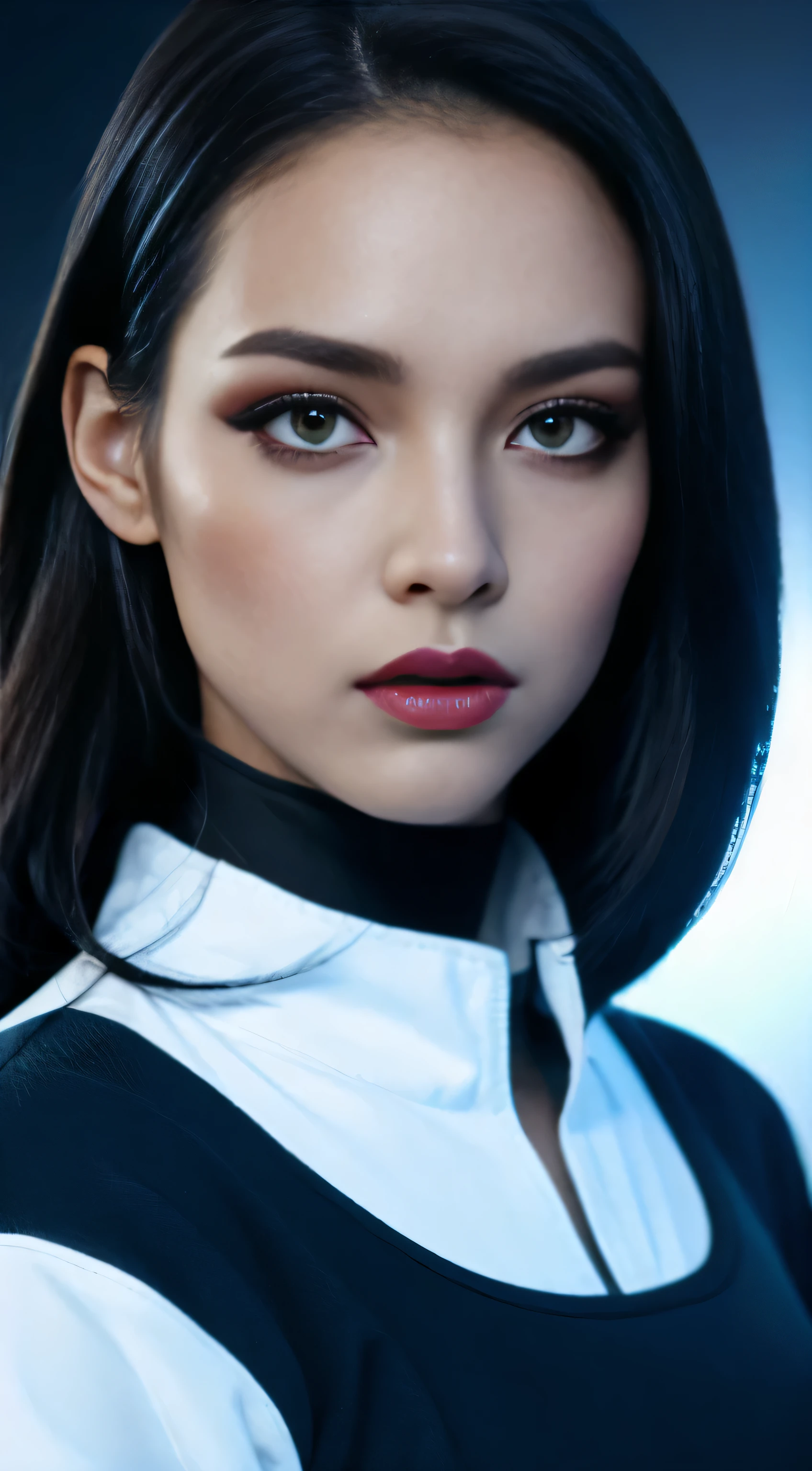 高画質画像，a close up of a person with a weird face and a weird head, from a 2 0 1 9 sci fi 8 k movie, movie still of a alien cyborg, movie still of the alien girl, unreal engine : : rave makeup, cyborg goddess in cosmos, love death + robots, sci - fi film still, ash thorp, vfx film closeup  