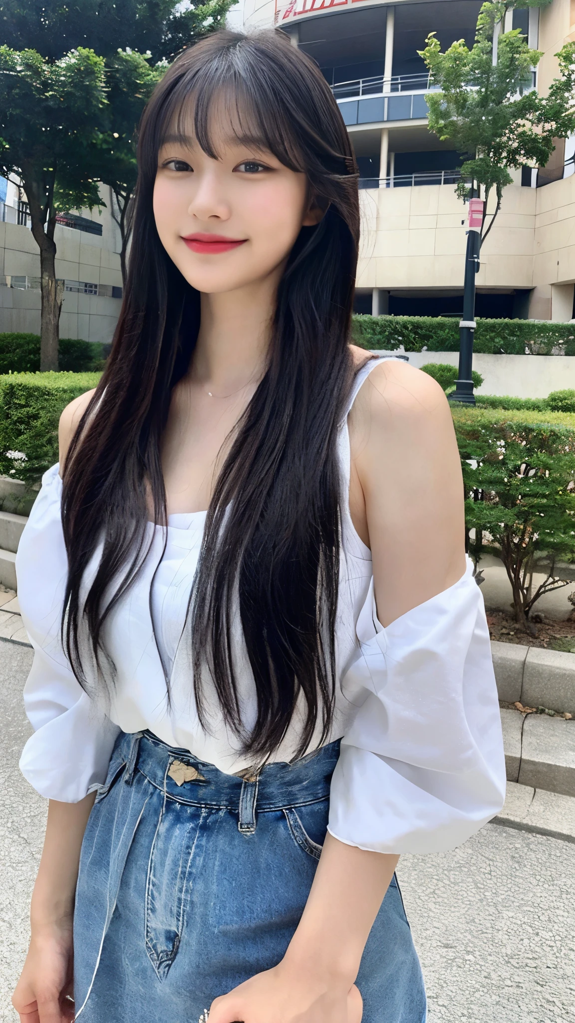 (8 thousand、top quality、masterpiece:1.2)、(realistic、realistic:1.9)、(laugh:0.2)、medium chest、beautiful and delicate eyes、full body sbian、(alone:1.8)、(look at the audience:1.3)、Smiling in Korea with wet hair、shoulder height short hair、The end of the hair touches the shoulder and then bounces up in a U shape...、Loose curly hair,、light bangs、I have bangs、Beautiful black haired woman in her 20s。No Man&#39;so cute.、There is a sophisticated atmosphere。walking on the white sidewalk,、He looked around gracefully.......、inside the basketball stadium、、、、、、Radiates quiet beauty。그녀의 laugh는 주변 사람들에게도 있다々that&#39;displayed々continues々This is、々This is、々This is、々Gives you a happy feeling,  Wear a hanbok,