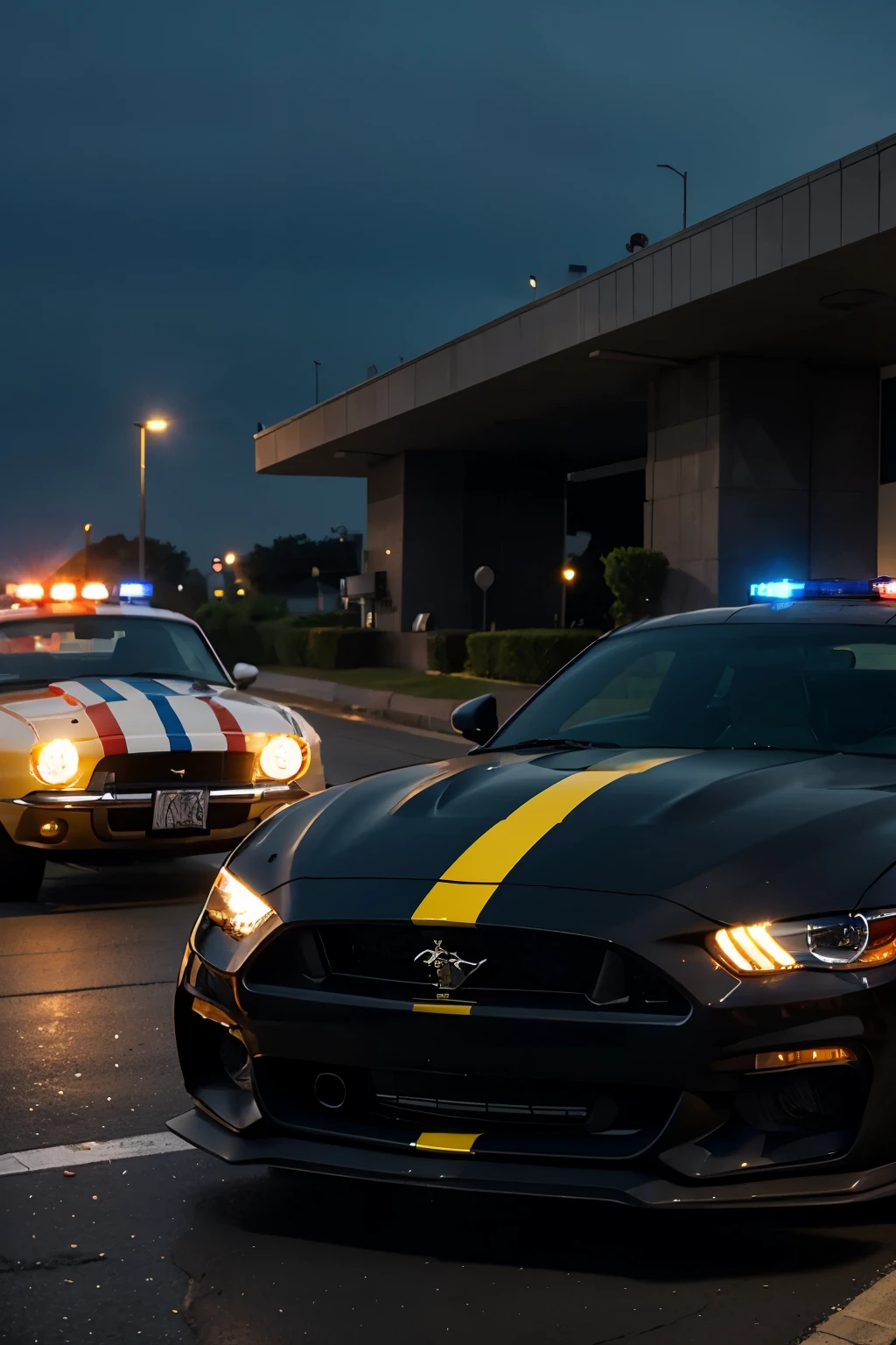 20 police cars chasing 4 street racers hellcat, demon 170, mustang gt 5.0 porche and supra