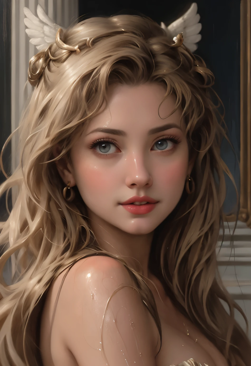 um close de uma mulher com seios muito grandes, muito linda angeline jolie, angeline jolie, mulher mais linda do mundo, Angelina Jolie, linda mulher, linda linda mulher, rosto feminino atraente!!!, mulher muito bonita, CORPO COMPLETO, CORPO INTEIRO, painting of a bird woman, inspired por Alexandre Cabanel, por Alexandre Cabanel, Luís Ricardo Falero, inspirado em Jules Joseph Lefebvre, inspired by Théodore Chasseriau, inspirado em Carl Heinrich Bloch, inspirado em Franz Fedier, inspirado por Frederick Lord Leighton, masterpiece, best quality, ((18yo)), ((female )), clear face, cute age girls, perfect anatomy, wet,happy smile, realistic face, realistic, dynamic side lignhting, perfect lighting, dynamic pose, dynamic angle, (1girl), solo focus, small breast, ((loli, photoreal, hug,looking at viewer, , middle Ages, Classicismo, andrey atroshenko estilo, pintura, Traditional media, realista, detailed symmetrical eyes, rosto lindo detalhado, figurativo, belas artes, oil on canvas, HDR, 8k, Personagem original, high resolution, alto detalhe, foco no rosto, retrato, , middle Ages, Classicismo, andrey atroshenko estilo, pintura, Traditional media, realista, detailed symmetrical eyes, rosto lindo detalhado, figurativo, belas artes, oil on canvas, HDR, 8k, Personagem original, high resolution, alto detalhe, foco no rosto, (NSFW:1.0), Seios enormes, foto de kathwin com longos cabelos loiros e um colar, (pele altamente detalhada: 1.2), 8k uhd, dslr, soft lighting, alta qualidade, 80mm, hasselblad, FEMALE ANGEL WITH FOUR WINGS, WITH RAISED ARM, GREEK STYLE, REALISTIC, MEDIABLE, CLASSICAL STYLE, CLASSICAL PAINTING, REALISTIC PAINTING, GOLDEN ORNAMENT, GOLDEN SHOULDER, GOLDEN WINGS, MAIDEN, GODDESS, ROMAN GREEK MUSE, ROMAN, LONG HAIR, GOLDEN HAIR, 8K RESOLUTION, Angelika Kauffmann STYLE PAINTING, William-Adolphe Bouguereau STYLE PAINTING, CORPO INTEIRO