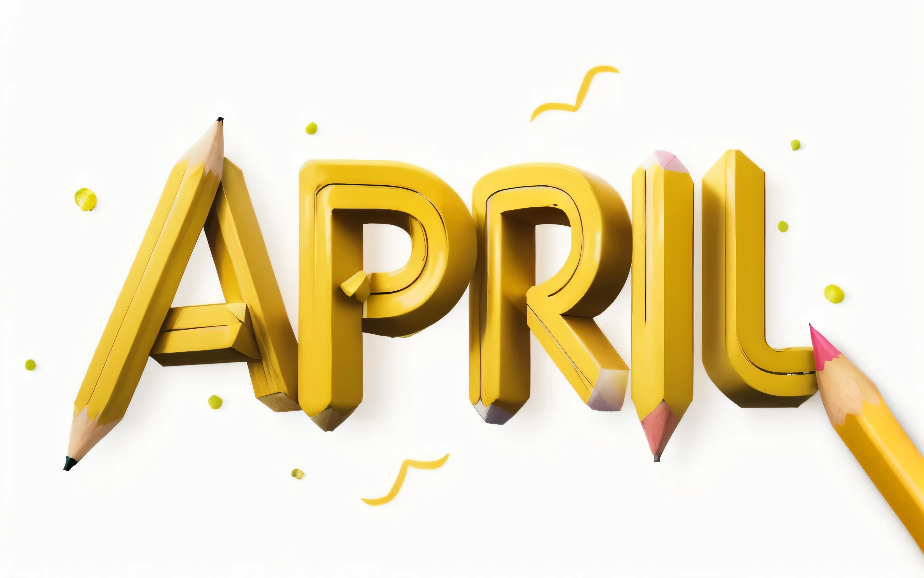 a close up of a pencil with the word april written in it, render of april, yellow calibri font, trend on behance 3d art, trend on behance 3 d art, april, photograph of april, lettering, promotional render, 🐿🍸🍋, typography, 😭 🤮 💕 🎀, artistic illustration, 3d render trending on artstation
