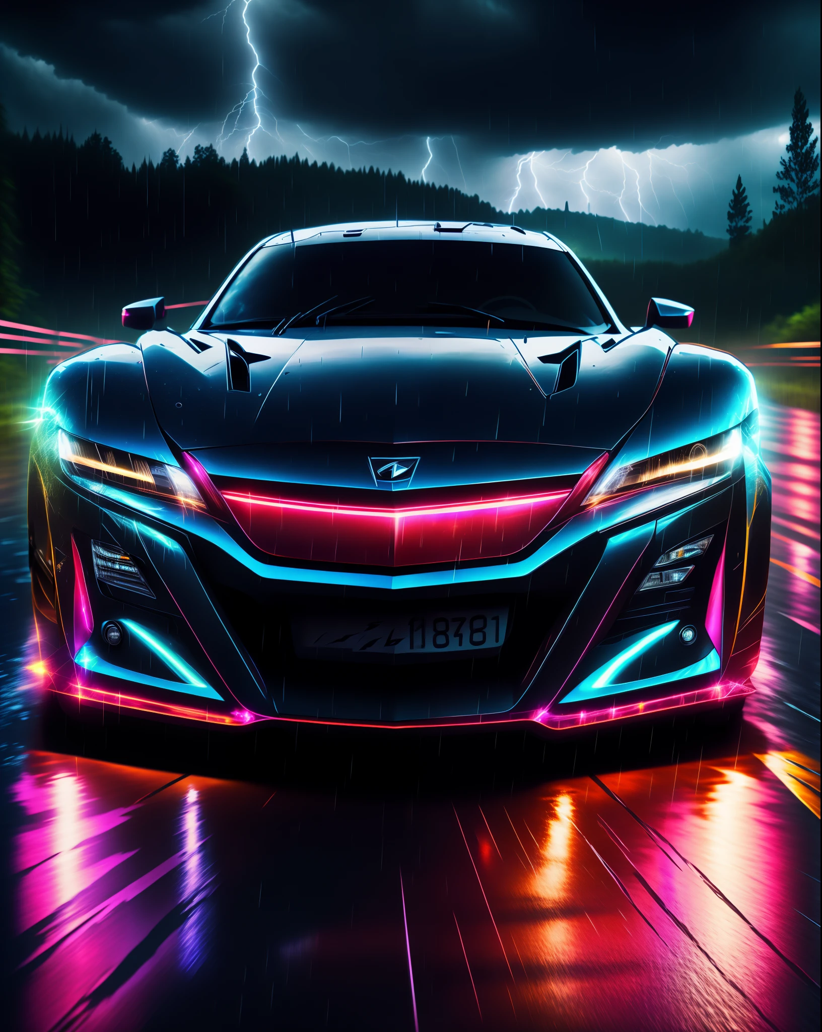 a close up of a car on a wet road with a lightning bolt in the background, hq 4k phone wallpaper, wallpaper mobile, mobile wallpaper, hd wallpaper, wallpaper 4k, wallpaper 4 k, high quality wallpaper, wallpaper hd, hq 4k wallpaper, amazing wallpaper, hd phone wallpaper, cyberpunk car, phone wallpaper hd, phone wallpaper, ultra hd wallpaper