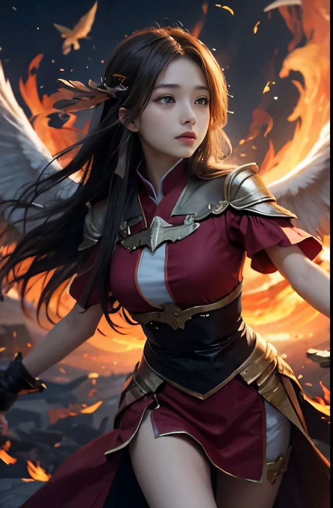 girl with wings、fire magic