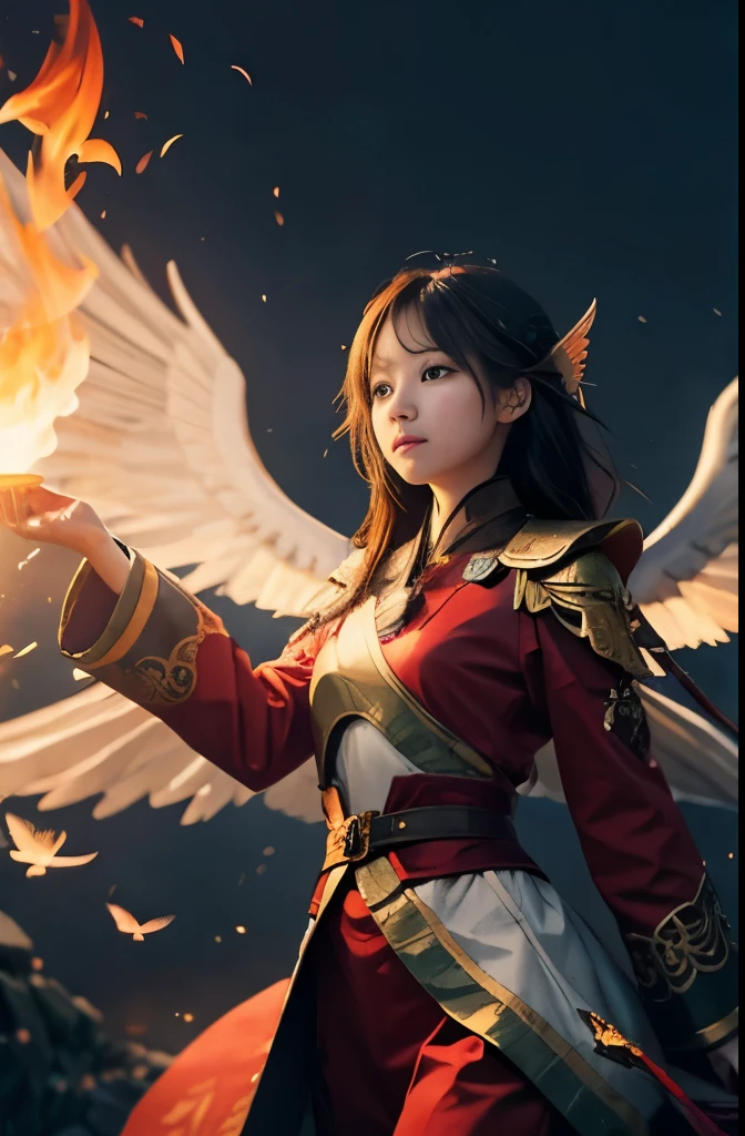 girl with wings、fire magic