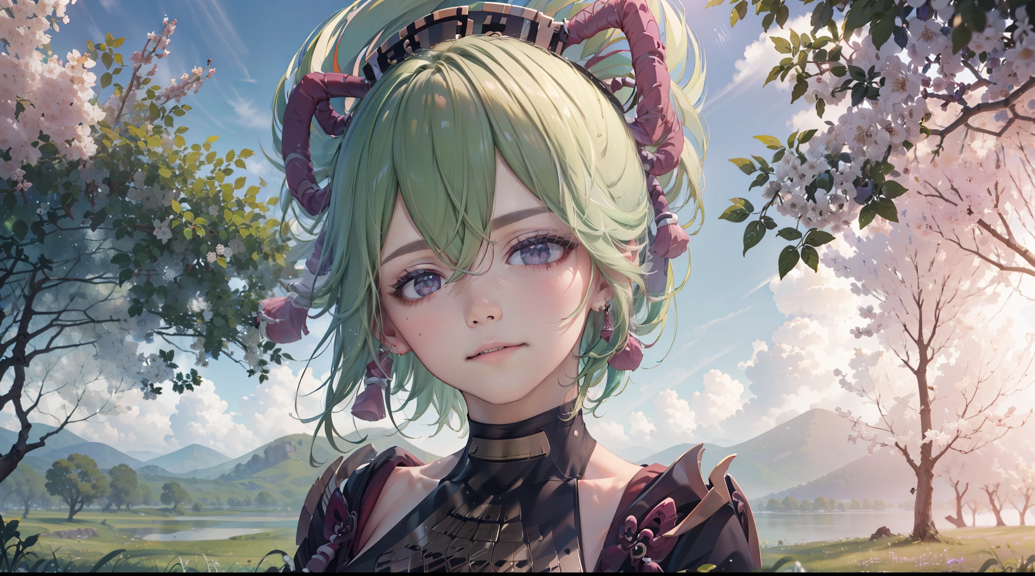 (best quality,8k,highres,masterpiece:1.2),(realistic,photorealistic,photo-realistic:1.37), ในตาสีม้วง, ชุดเมดแบบคลาสสิค, traditional Japanese bakery,beautiful detailed eyes,happiness,glowing eyes,smiling,peaceful atmosphere,traditional Japanese clothes,working(คุณภาพดีที่สุด,เต็มรูปแบบ,โฆษณา:1.2),แสงสว่างและอบอุ่น,หวานง่มงวง,ความสุขบริบูรณ์,รอยยิ้มสดใส,sakura tree,tranquil,aroma scent,dreamlike,vivid colors,subtle lighting,traditional Japanese tea set,lively ambiance