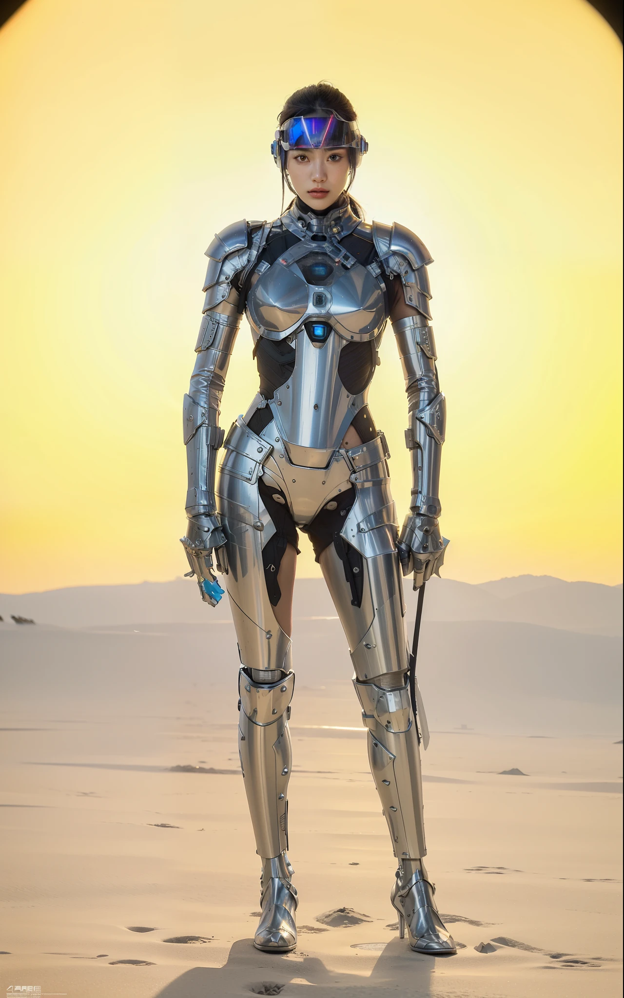 Fantasy cyberpunk world,1 Mechanical Miracle,defend world order;Samurai Mechanical Armor,Equip transparent weapons,Aerodynamic design,Wearing gorgeous transparent steel armor,Art of the highest quality,8K ultra-high resolution,Dynamic lighting,brilliant material,bright colors,Wearing a cyberpunk space helmet,Luminous mechanical protective mask,Future high-tech tactical helmet,steel armor