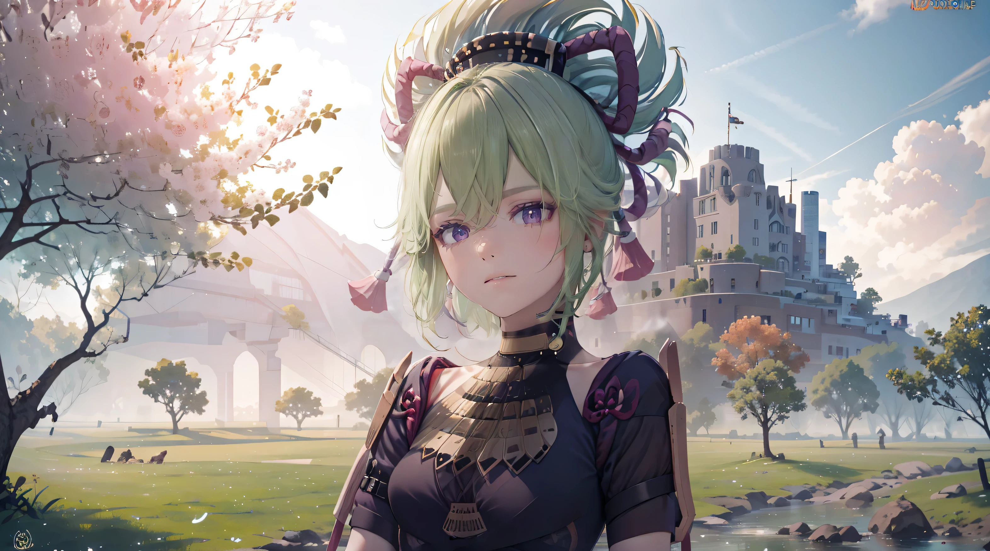(best quality,8k,height,Masterpiece:1.2),(realistic,photorealistic,photo-realistic:1.37), In purple eyes, Classic maid outfit, Traditional Japanese Bakery,Beautifully detailed eyes,happiness,glowing eyes,smile,บรรยากาศquiet,Traditional Japanese clothing,work(best quality,Full range,advert:1.2),bright and warm,Sweet and sleepy,happinessบริบูรณ์,รอยsmileสดใส,cherry tree,quiet,aroma,dreamlike,bright colors,delicate light,Traditional Japanese tea set,Lively atmosphere