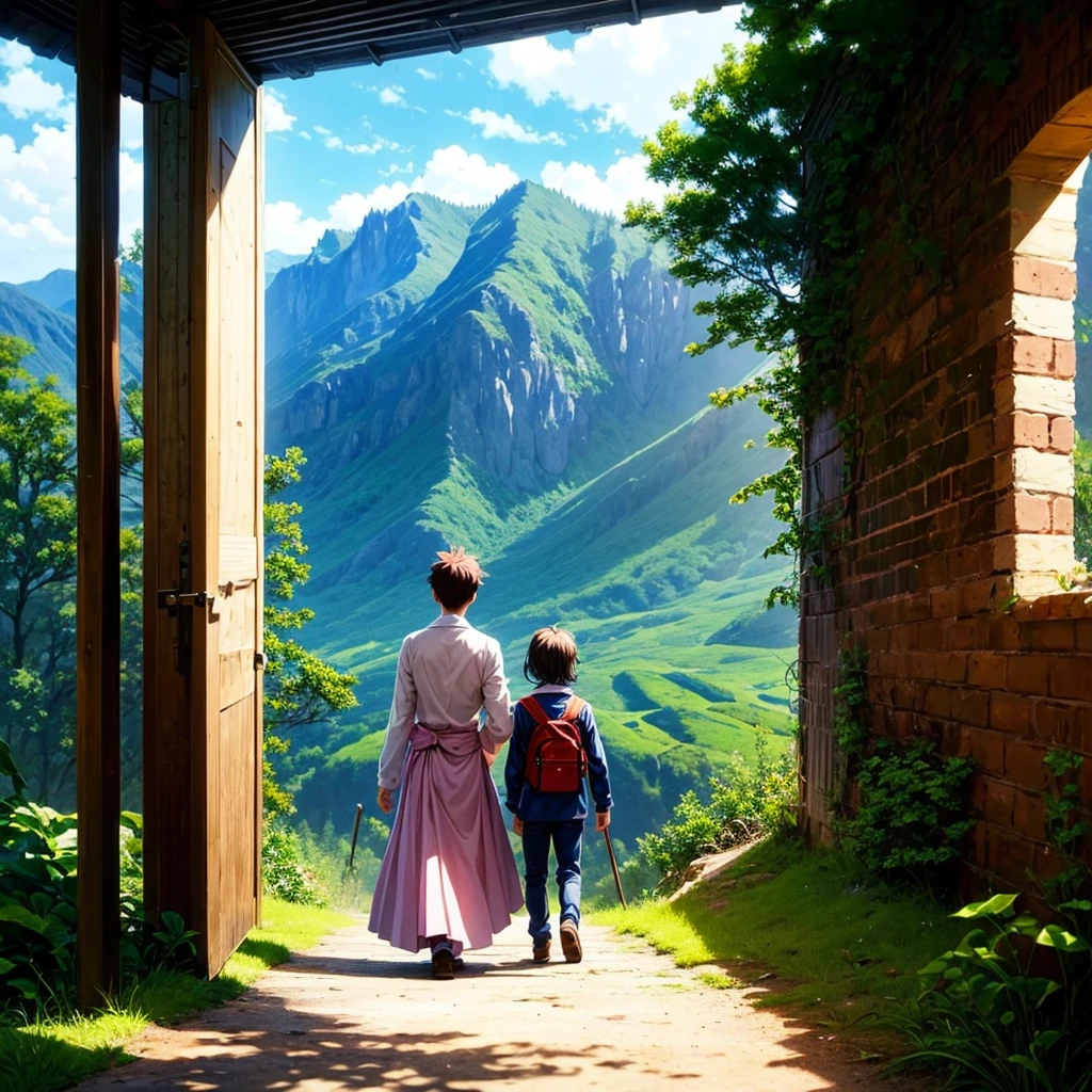 Anime, Picture, Poster, Academy in background, Simple background, Multiple girls, Multiple boys, From away.