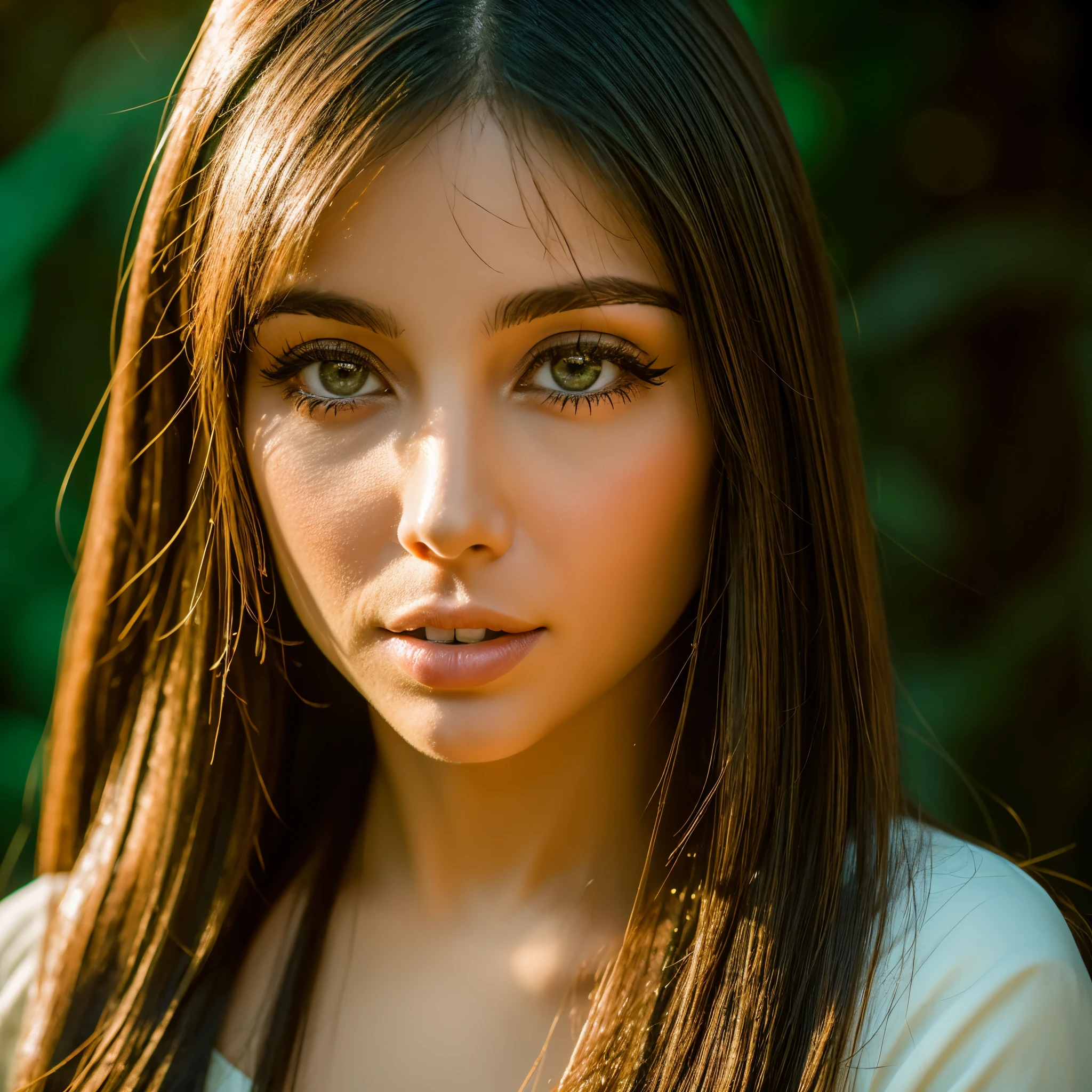 1 garota, olho estrela, corar, perfect lighting, cabelo vermelho, olhos verdes, Motor irreal, side lighting, rosto detalhado, franja, pele brilhante, fundo simples, fundo escuro,