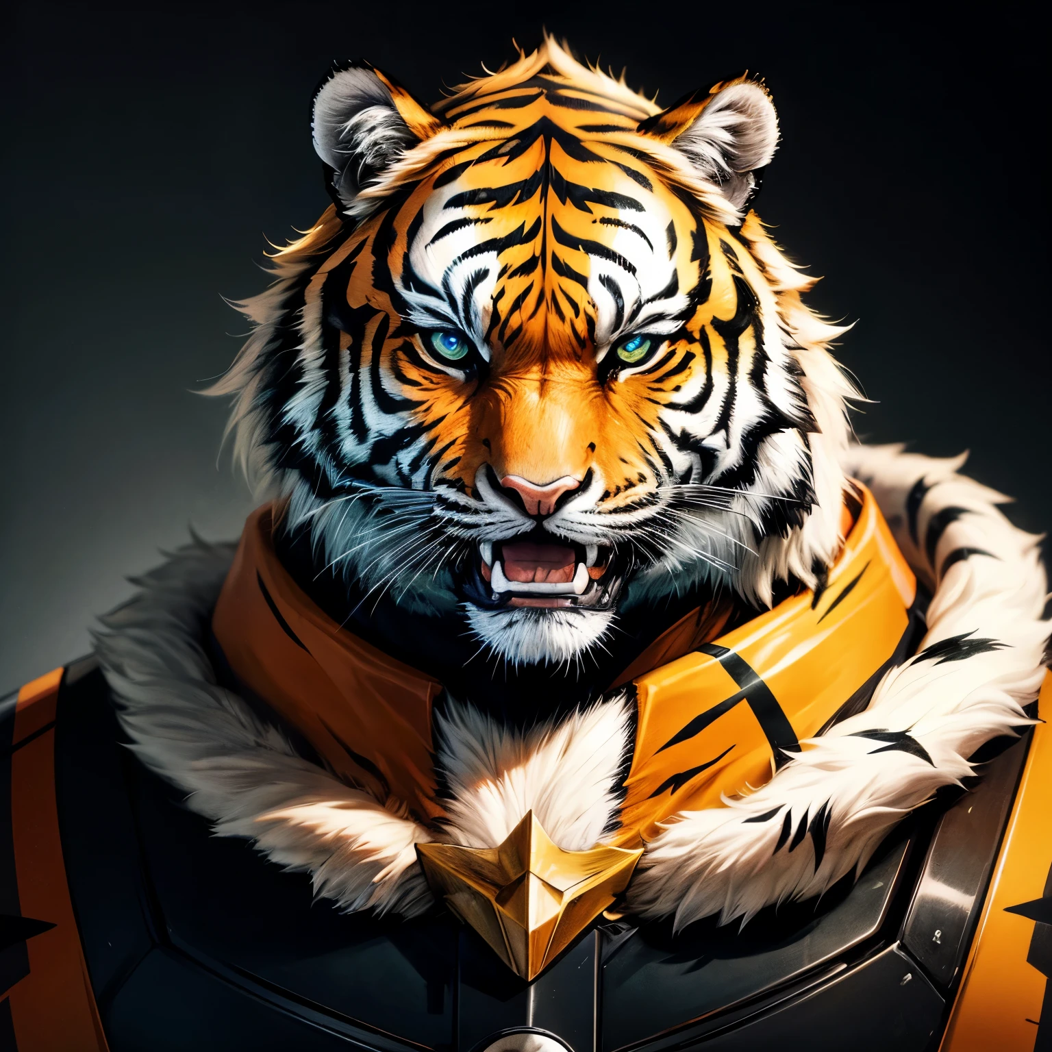 Tiger head, eye scar, evil, realistic, epic, masterpiece, 8k, anime