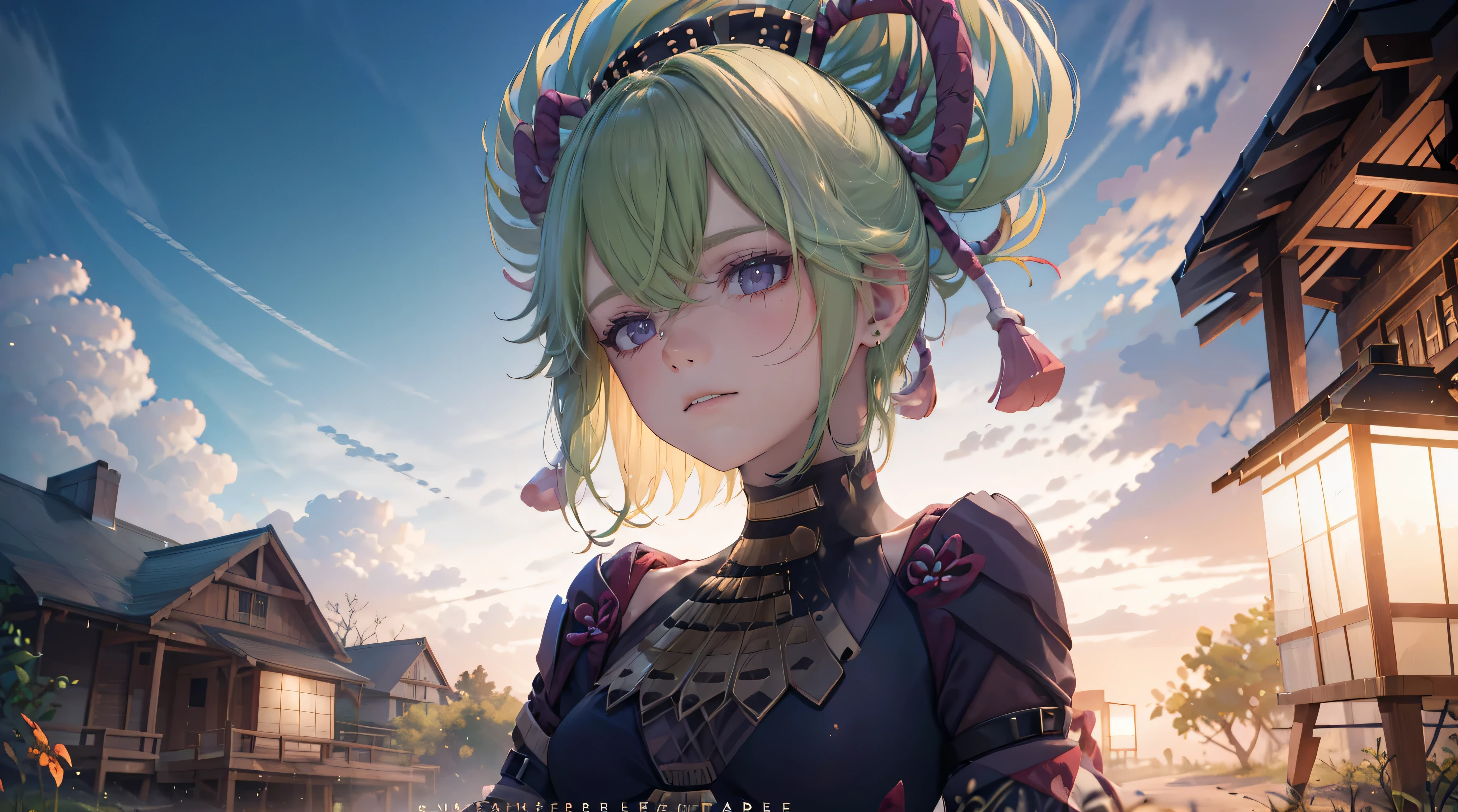(best quality,8k,height,Masterpiece:1.2),(realistic,photorealistic,photo-realistic:1.37), In purple eyes, Classic maid outfit, Traditional Japanese Bakery,Beautifully detailed eyes,happiness,glowing eyes,smile,บรรยากาศquiet,Traditional Japanese clothing,work(best quality,Full range,advert:1.2),bright and warm,Sweet and sleepy,happinessบริบูรณ์,รอยsmileสดใส,cherry tree,quiet,aroma,dreamlike,bright colors,delicate light,Traditional Japanese tea set,Lively atmosphere, The background is an old Japanese town with cherry trees.,