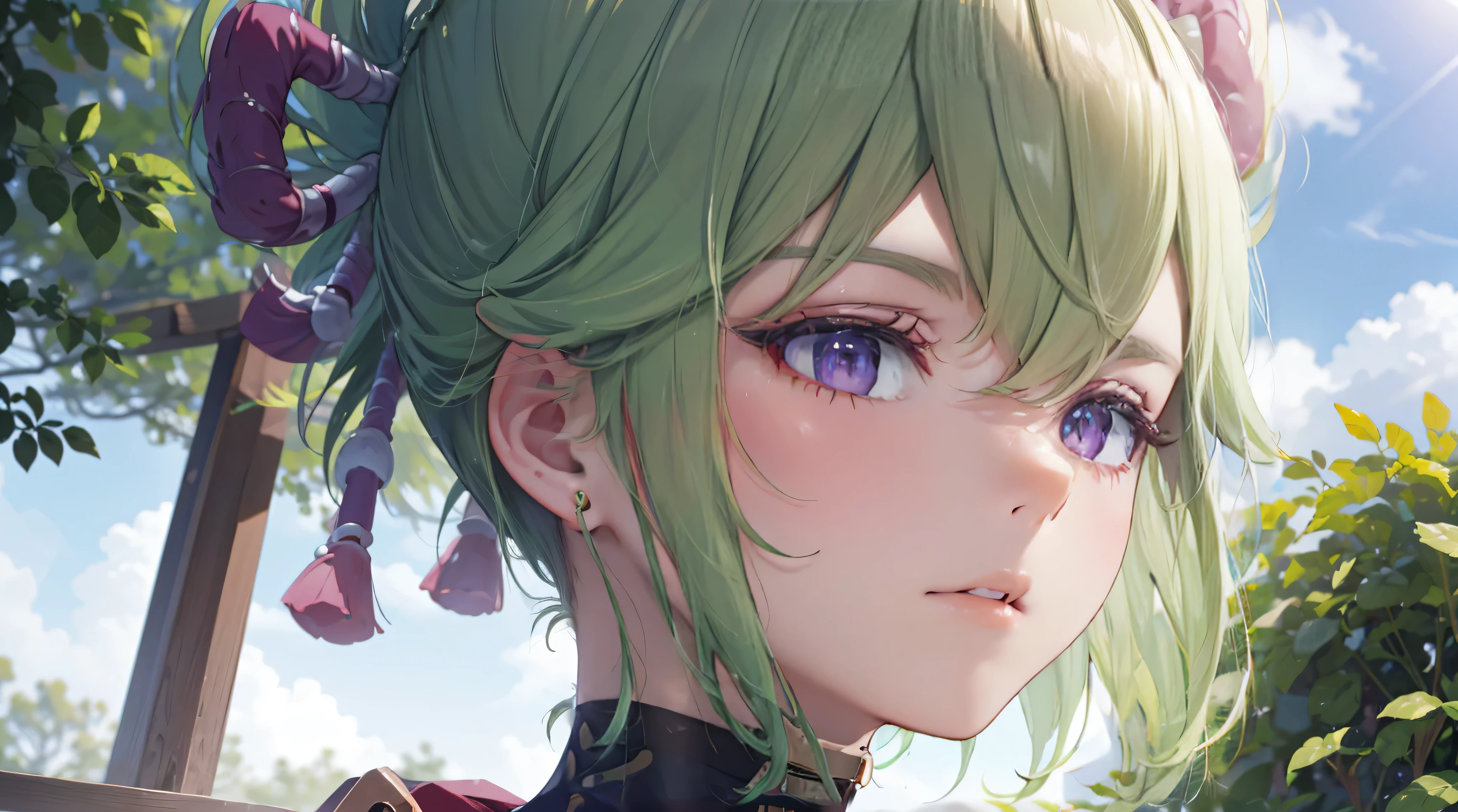 (best quality,8k,height,Masterpiece:1.2),(realistic,photorealistic,photo-realistic:1.37), Nai Ta Si Purple traditional Japanese bakery,Beautifully detailed eyes,happiness,glowing eyes,smile,บรรยากาศquiet,Traditional Japanese clothing,work(best quality,Full range,advert:1.2),bright and warm,Sweet and sleepy,happinessบริบูรณ์,รอยsmileสดใส,cherry tree,quiet,aroma,dreamlike,bright colors,delicate light,Traditional Japanese tea set,Lively atmosphere, The background is an old Japanese town with cherry trees.,