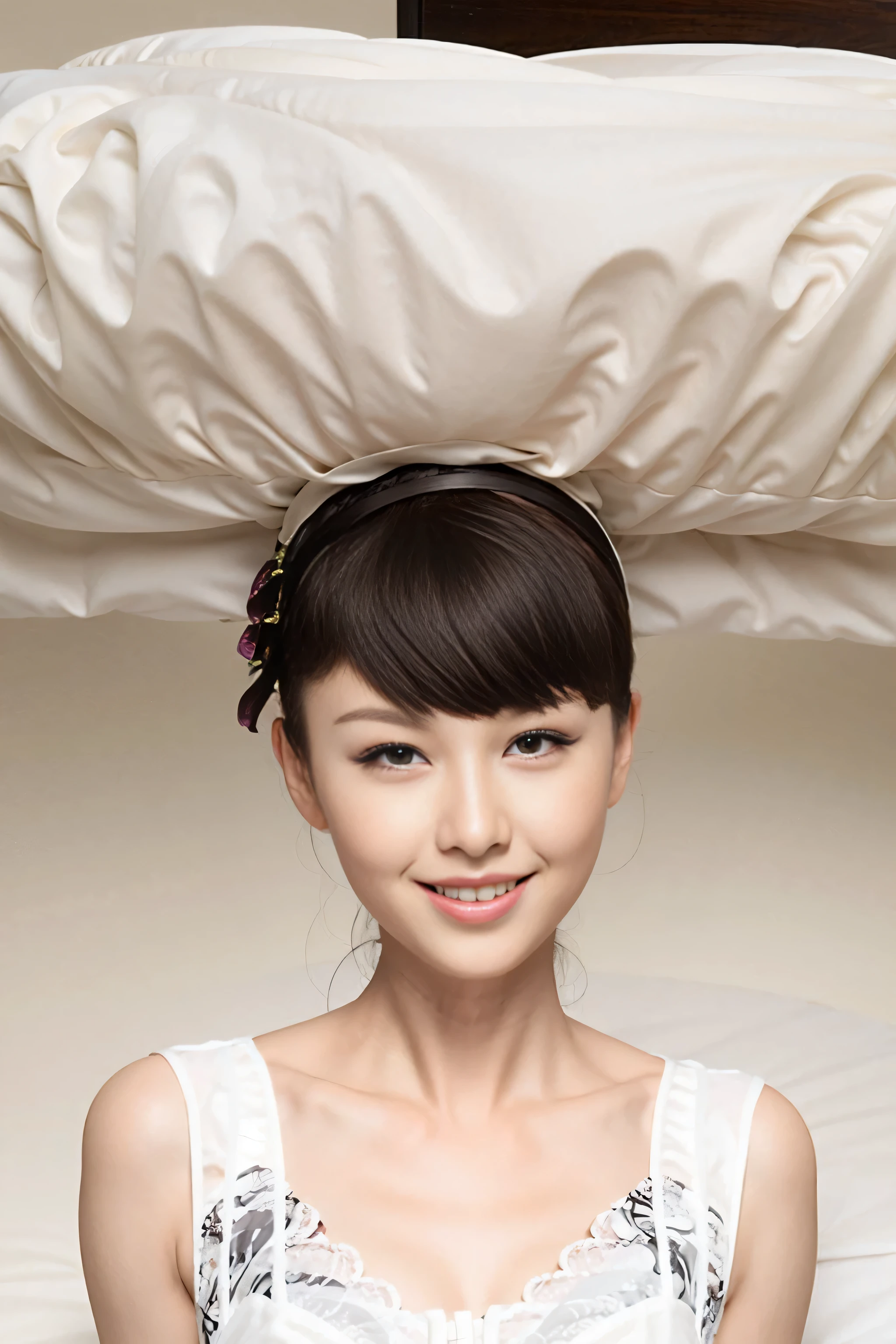 fashion model 20 years old [[[[close up]]]], [[[[neck]]]], [[[[Shoulder]]]], perfect eyes, perfect iris，perfect lips，perfect teeth，Perfect skin，White skin，Soft headlight，High Density Imaging Review，Face slimming type，slender nose，long black hair，（Face is clear and delicate），((white lace underwear))，((Sexy))，(((broken to pieces)))，((The background is the bedroom))，((Deluxe king bed))，best quality，masterpiece，（pastel colors：1.2）